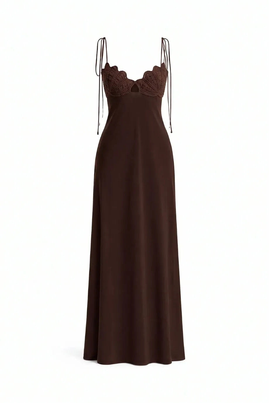 MAYLE VASQUEZ Concha Shell Sleeveless Maxi Dress in Brown