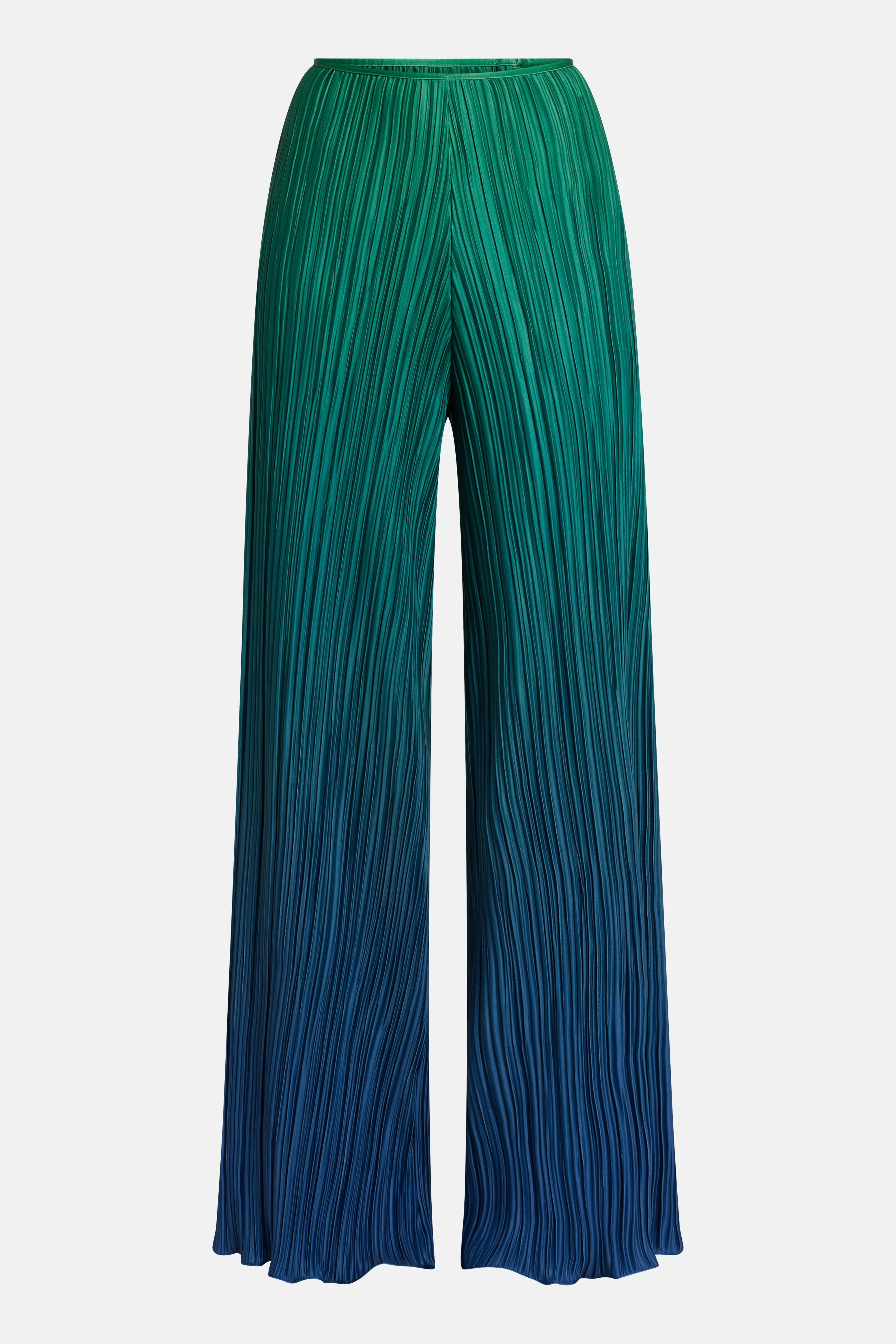 MAYLE VASQUEZ Velo Pleated Pants in Green and Blue