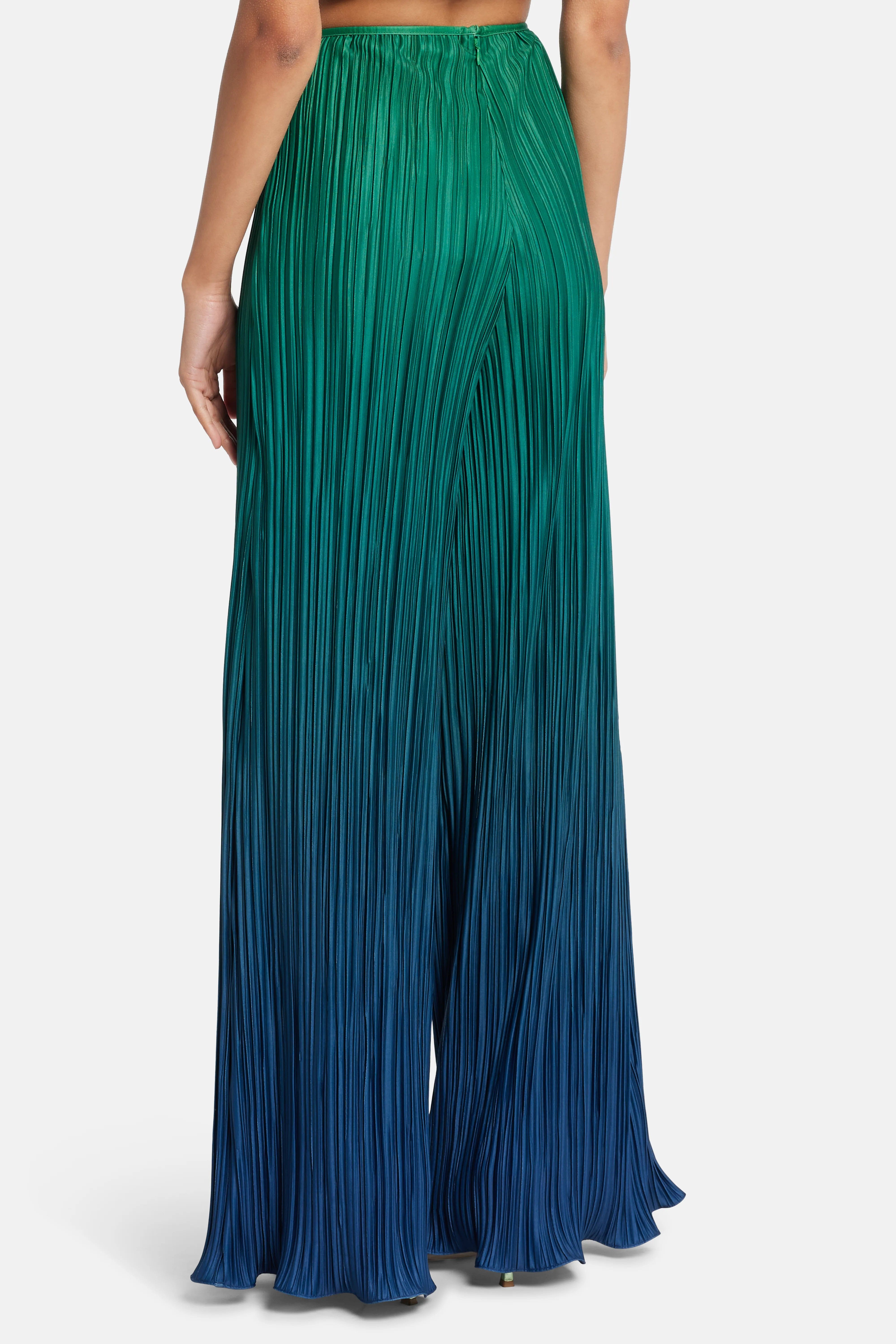 MAYLE VASQUEZ Velo Pleated Pants in Green and Blue