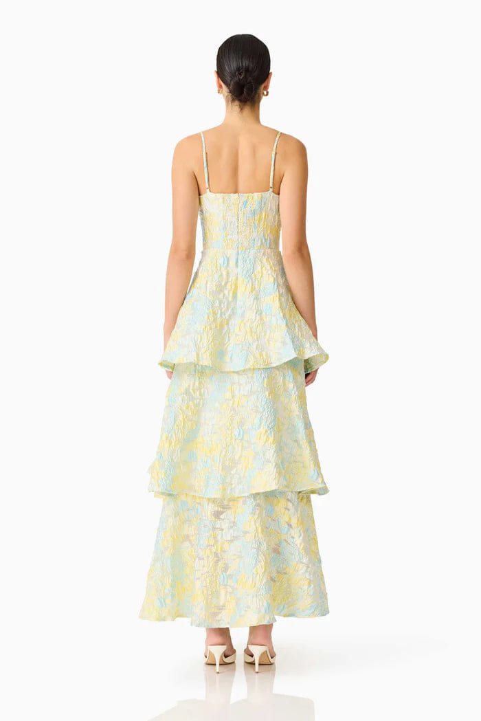ELLIATT Penelope Tiered Floral Sleeveless Maxi Dress in Yellow