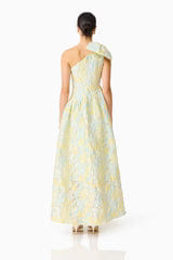 ELLIATT Penelope Asymmetrical One Shoulder Floral Maxi Dress in Yellow