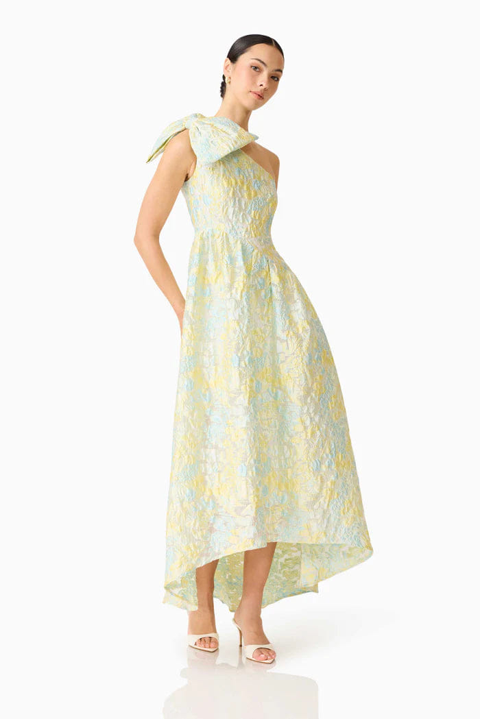ELLIATT Penelope Asymmetrical One Shoulder Floral Maxi Dress in Yellow