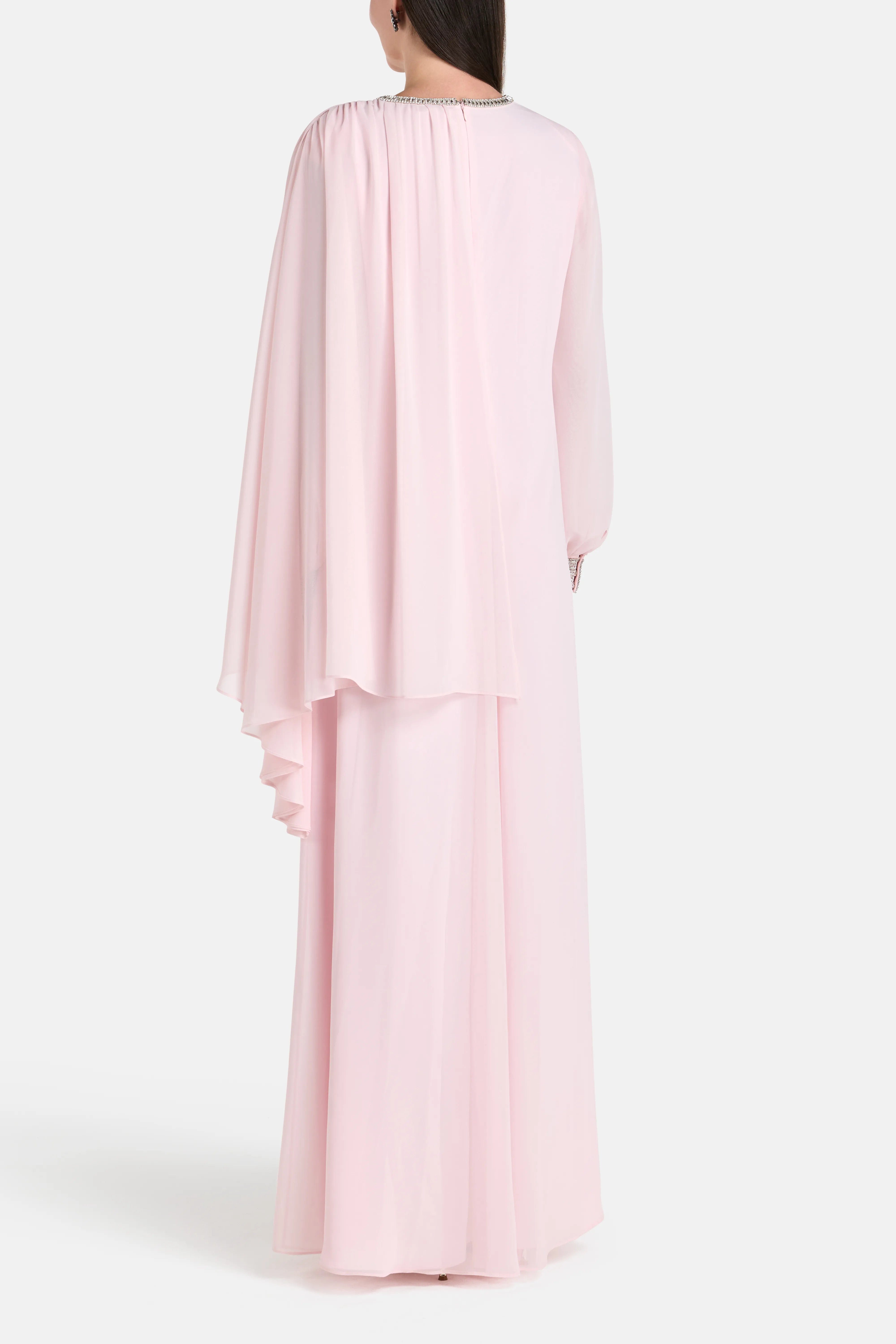 COPURS Tanya Long Sleeves Embellished Evening Dress in Pink