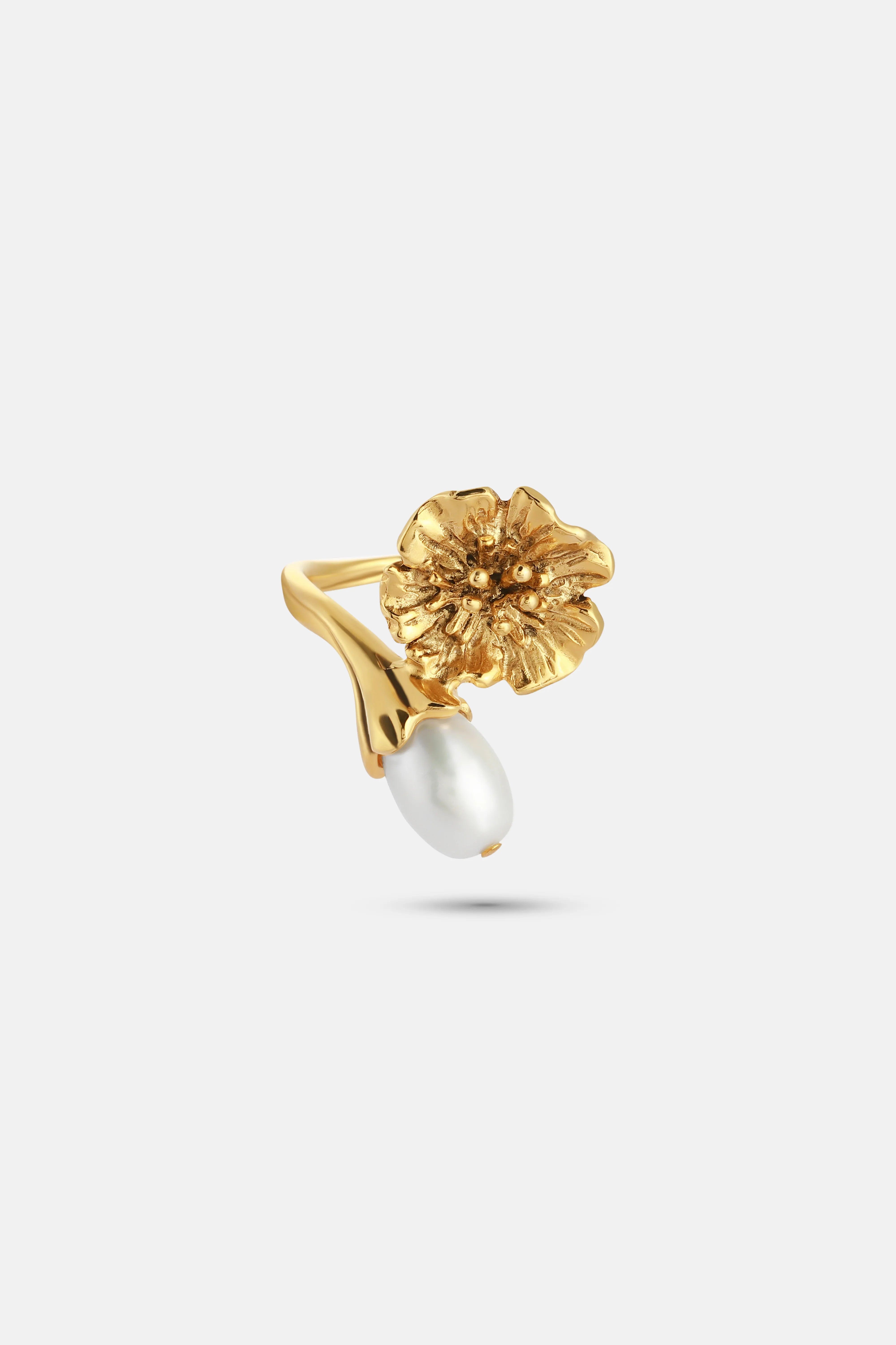 GOOSSENS PARIS Perle Fleur De Pavot Ring in Gold