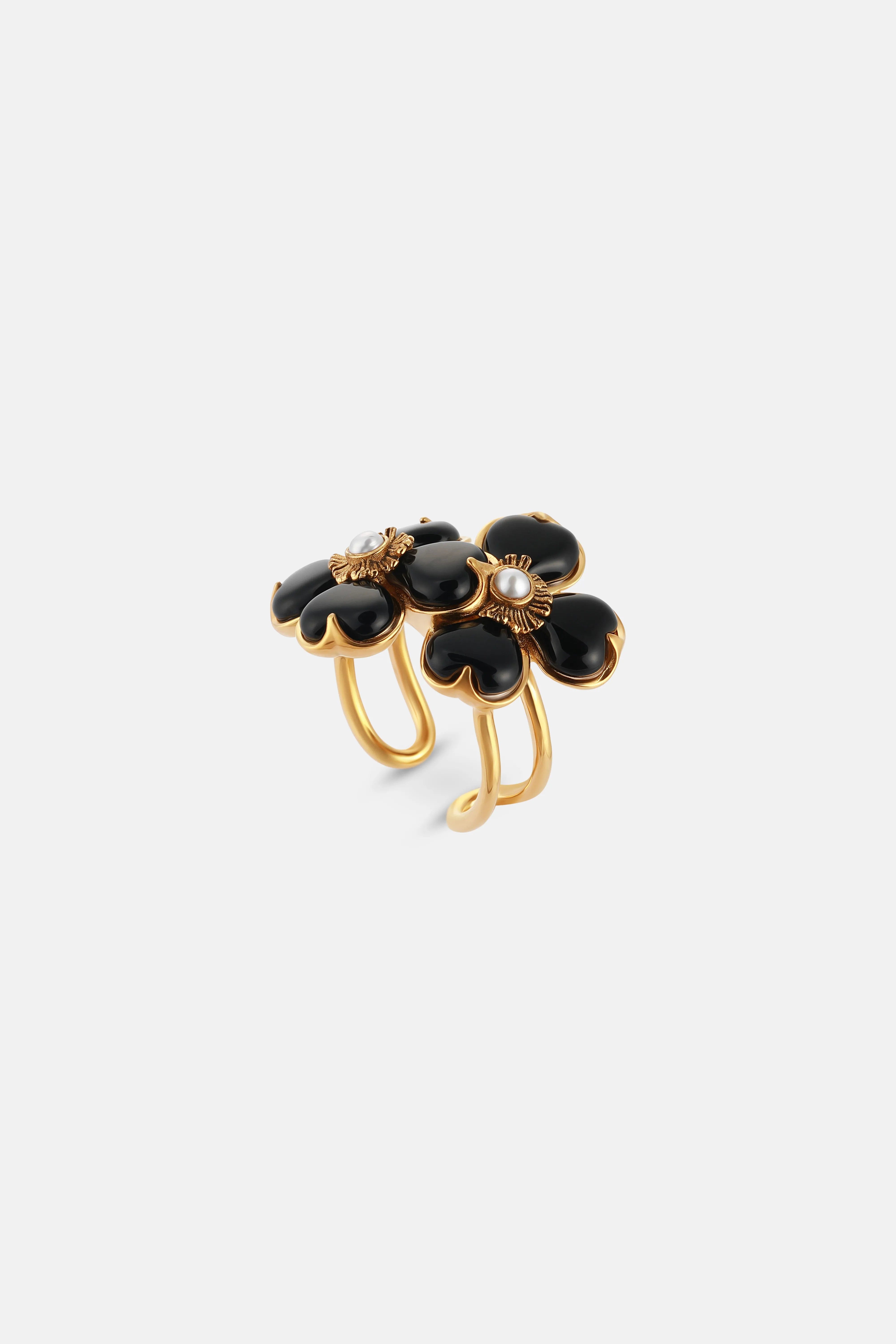 GOOSSENS PARIS Double Trefle Ring in Black