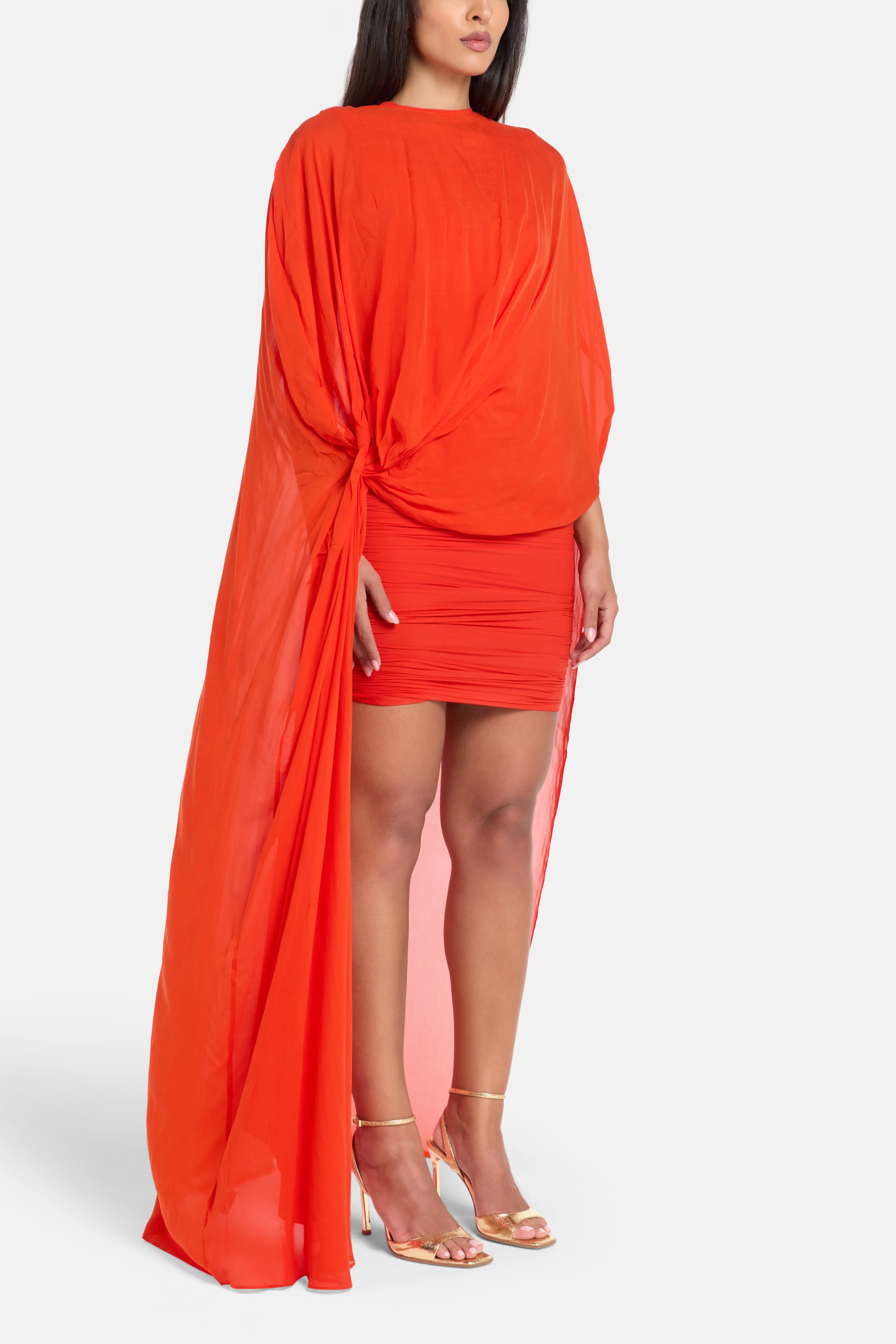 Deme By Gabriella Sloane Chiffon Mini Dress in Red