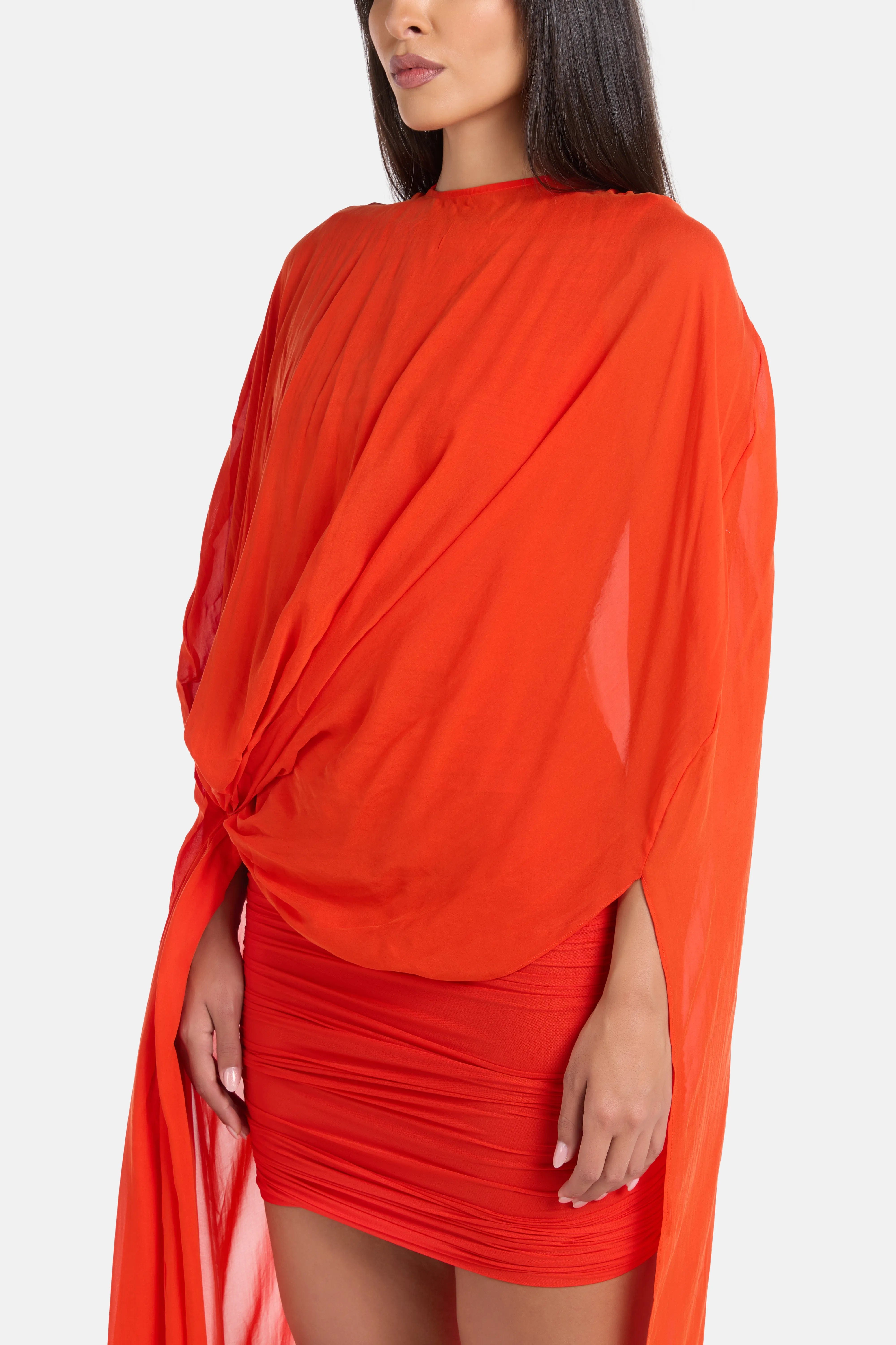 Deme By Gabriella Sloane Chiffon Mini Dress in Red