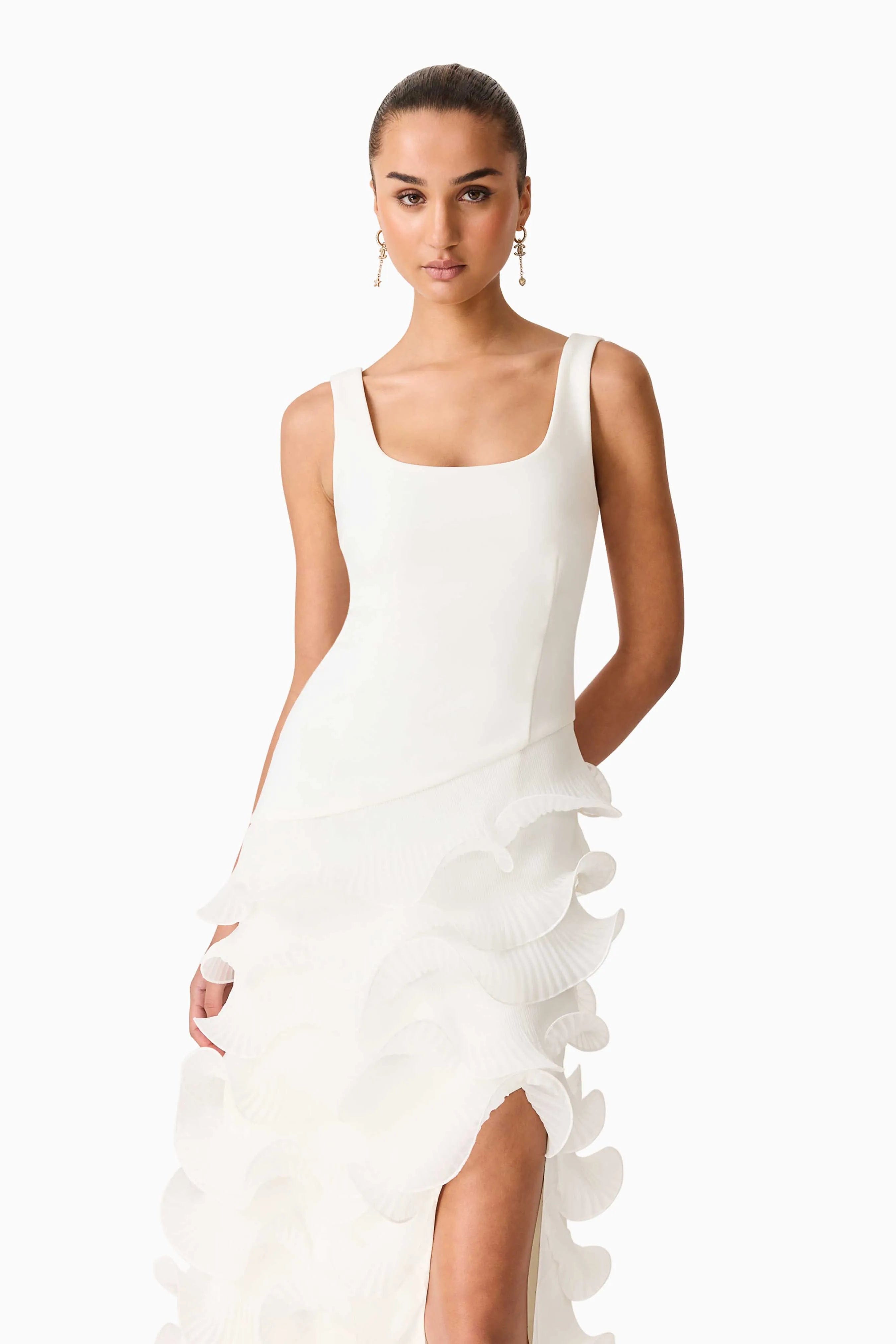ELLIATT Veda Hi-Lo Maxi Dress in White