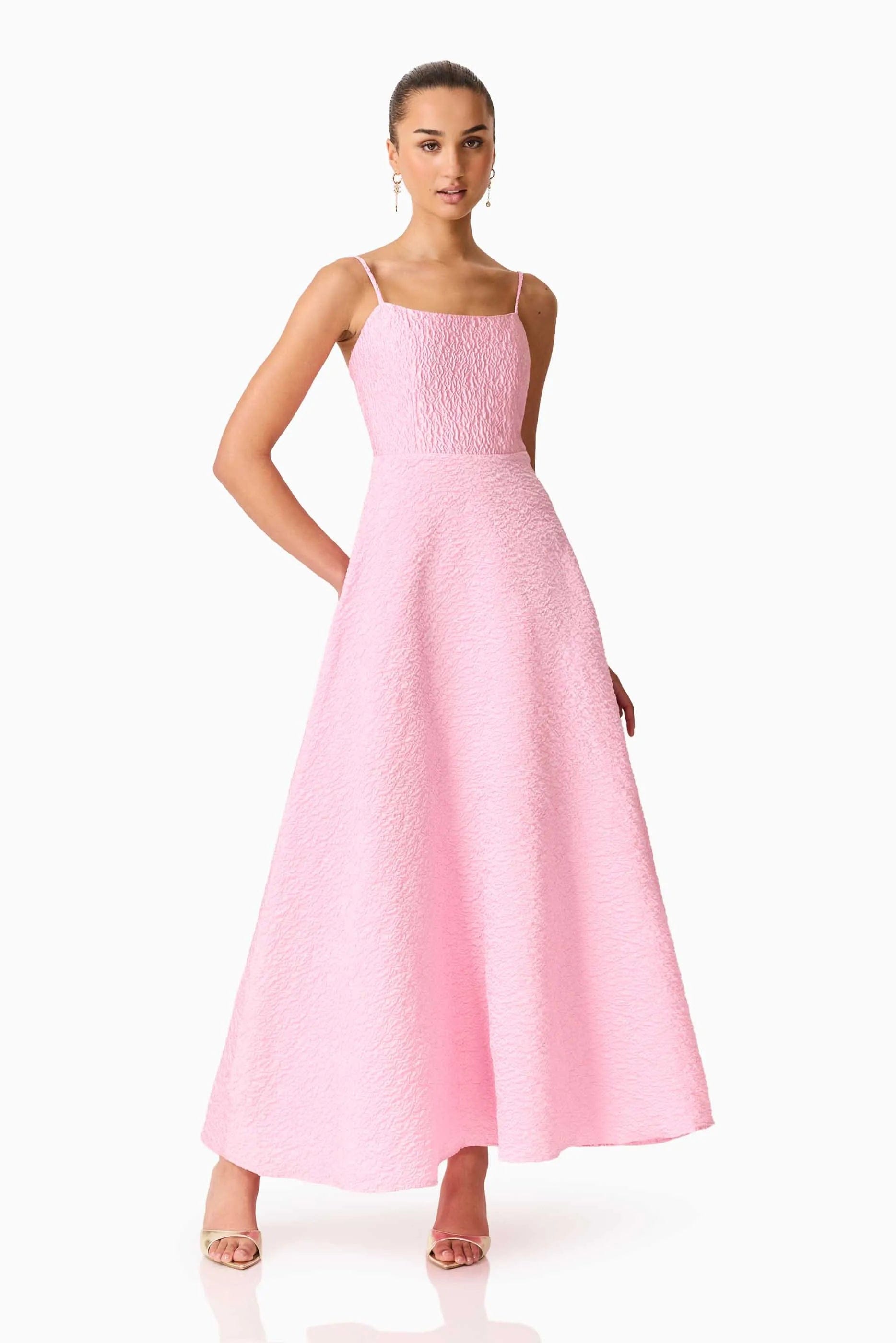 ELLIATT Briallen Jacquard Sleeveless Maxi Dress in Pink