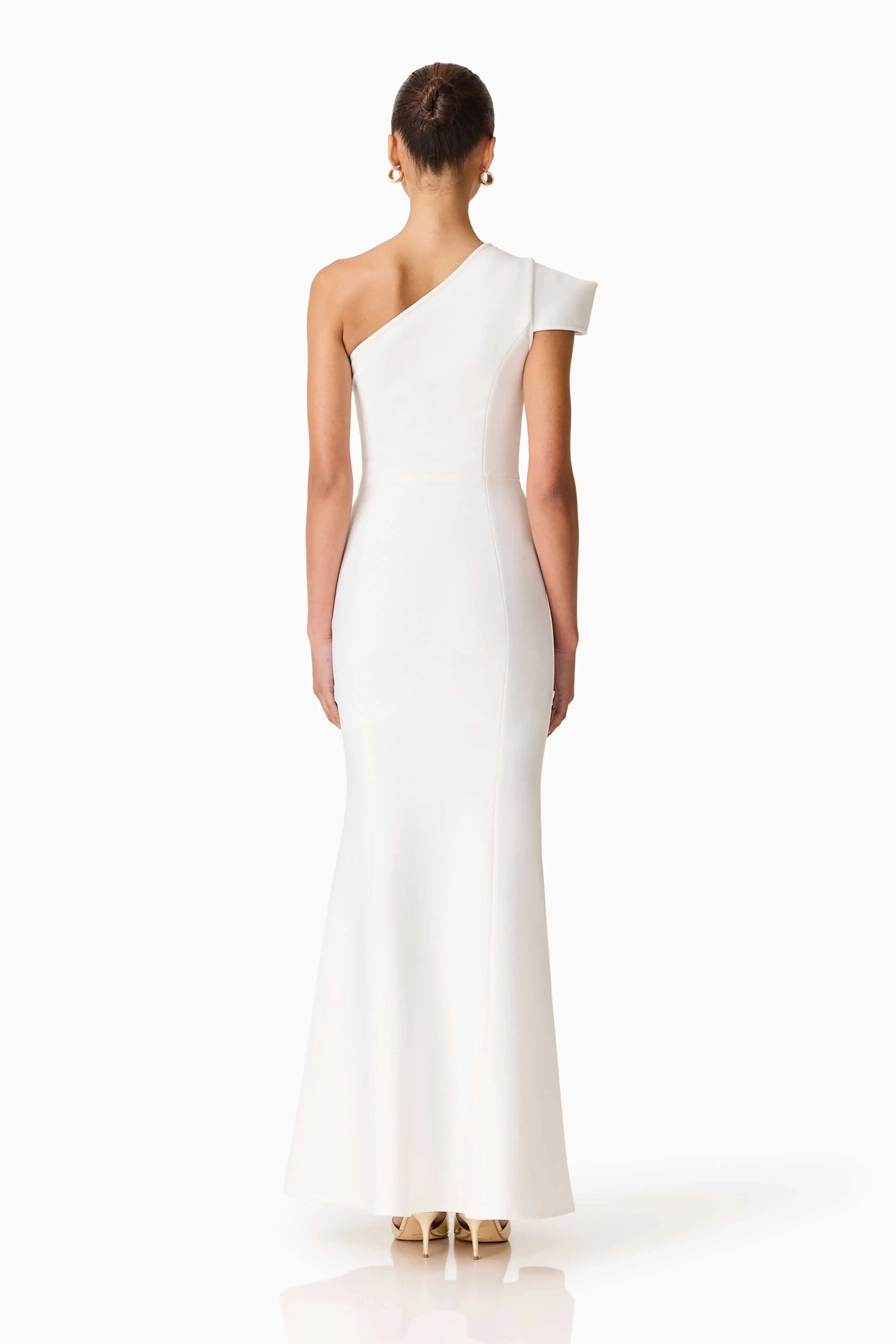 ELLIATT Opline One Shoulder Floral Maxi Dress in White