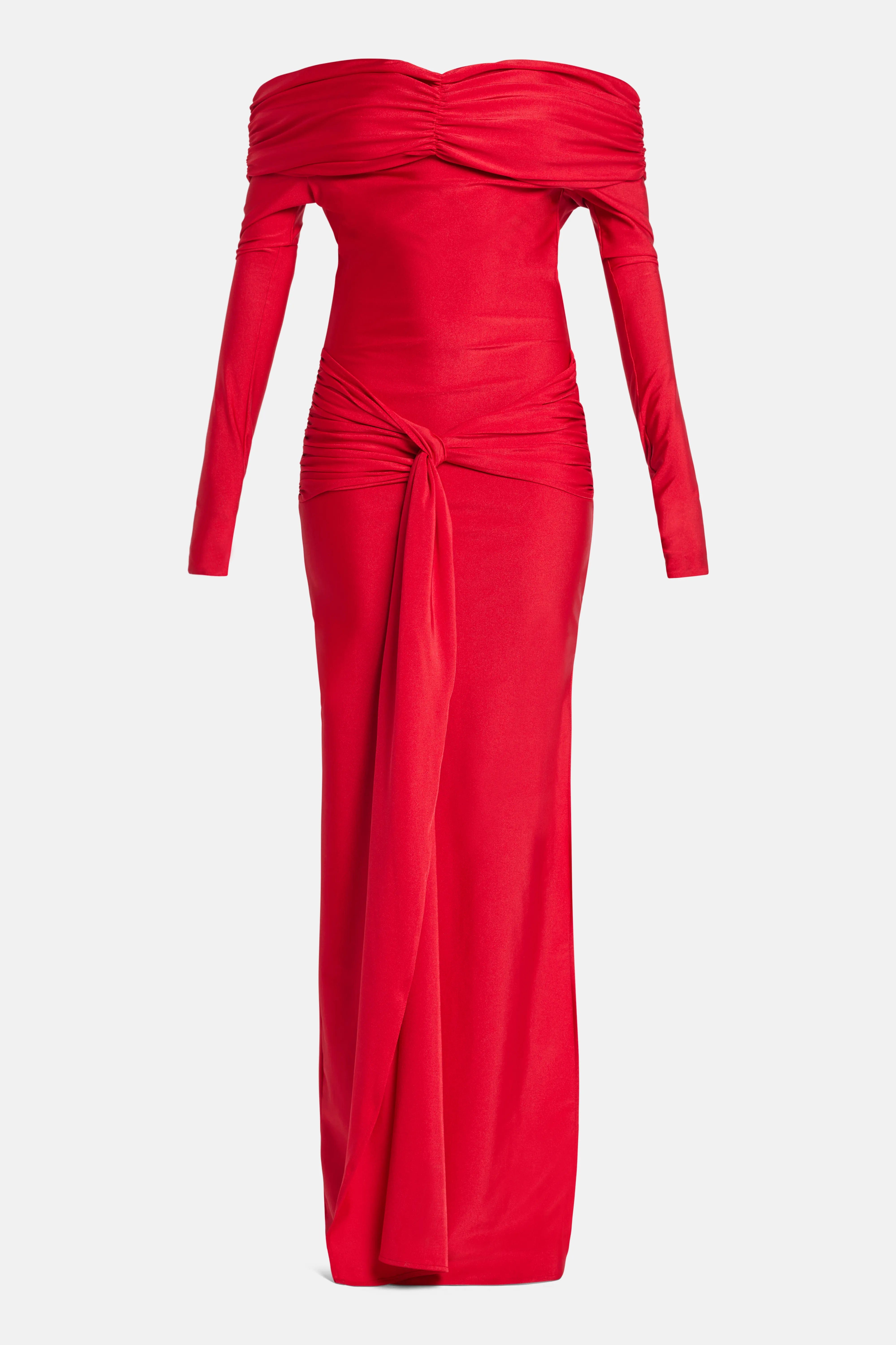 LEDIEL Haiku Off Shoulder Maxi Dress in Red
