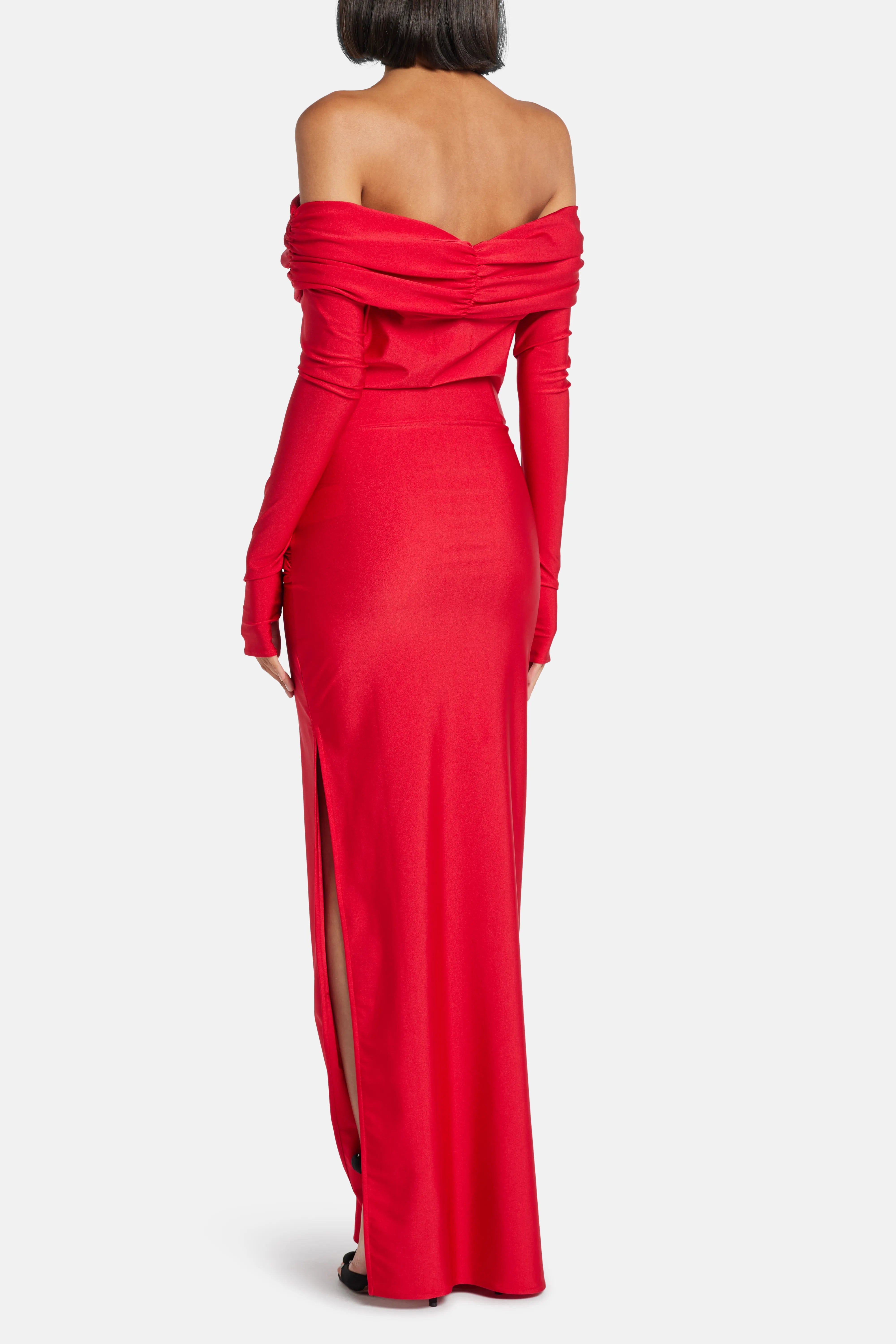 LEDIEL Haiku Off Shoulder Maxi Dress in Red