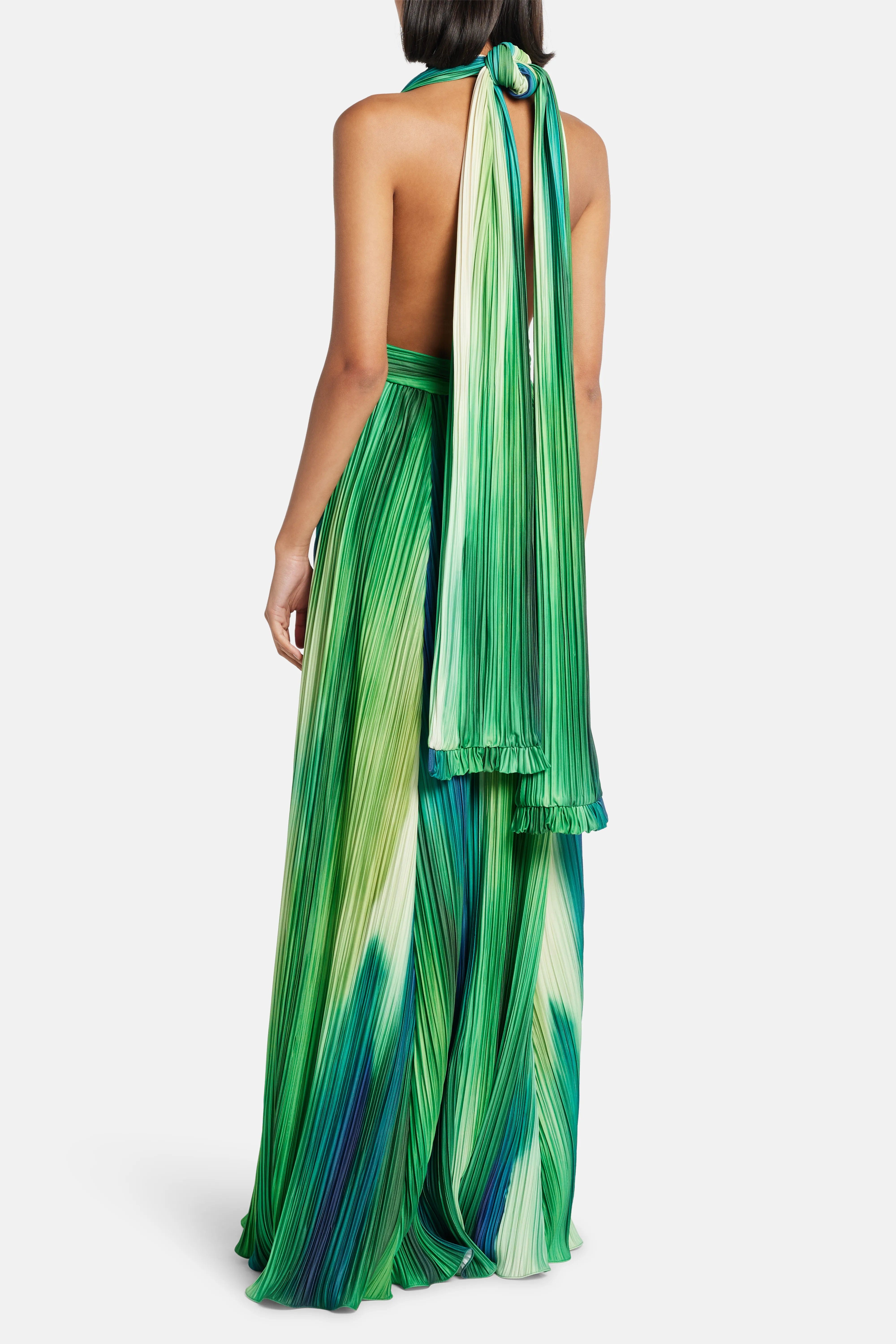 MAYLE VASQUEZ Afluente V-Neck Sleeveless Maxi Dress in Green