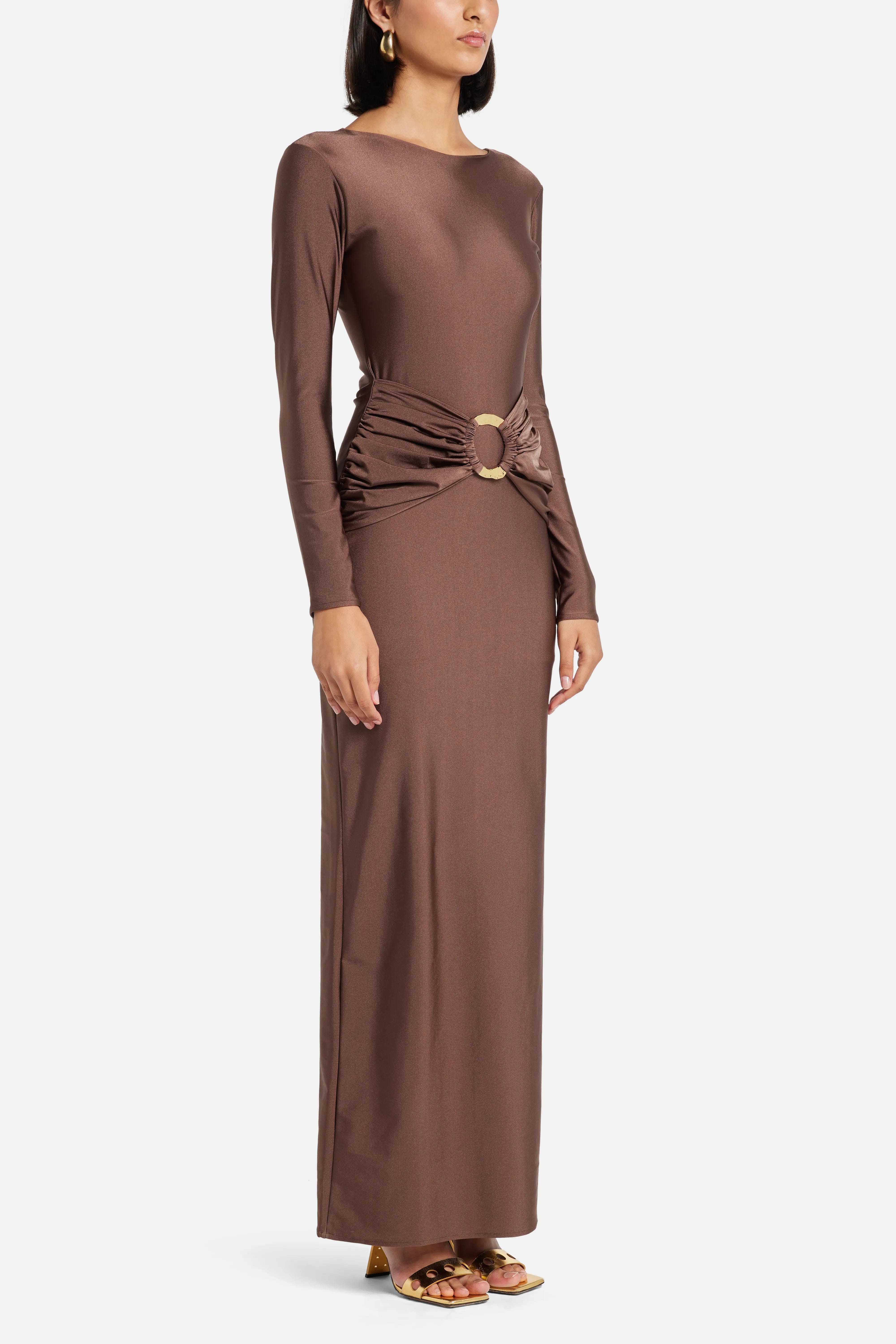 LEDIEL Duna Maxi Dress in Brown
