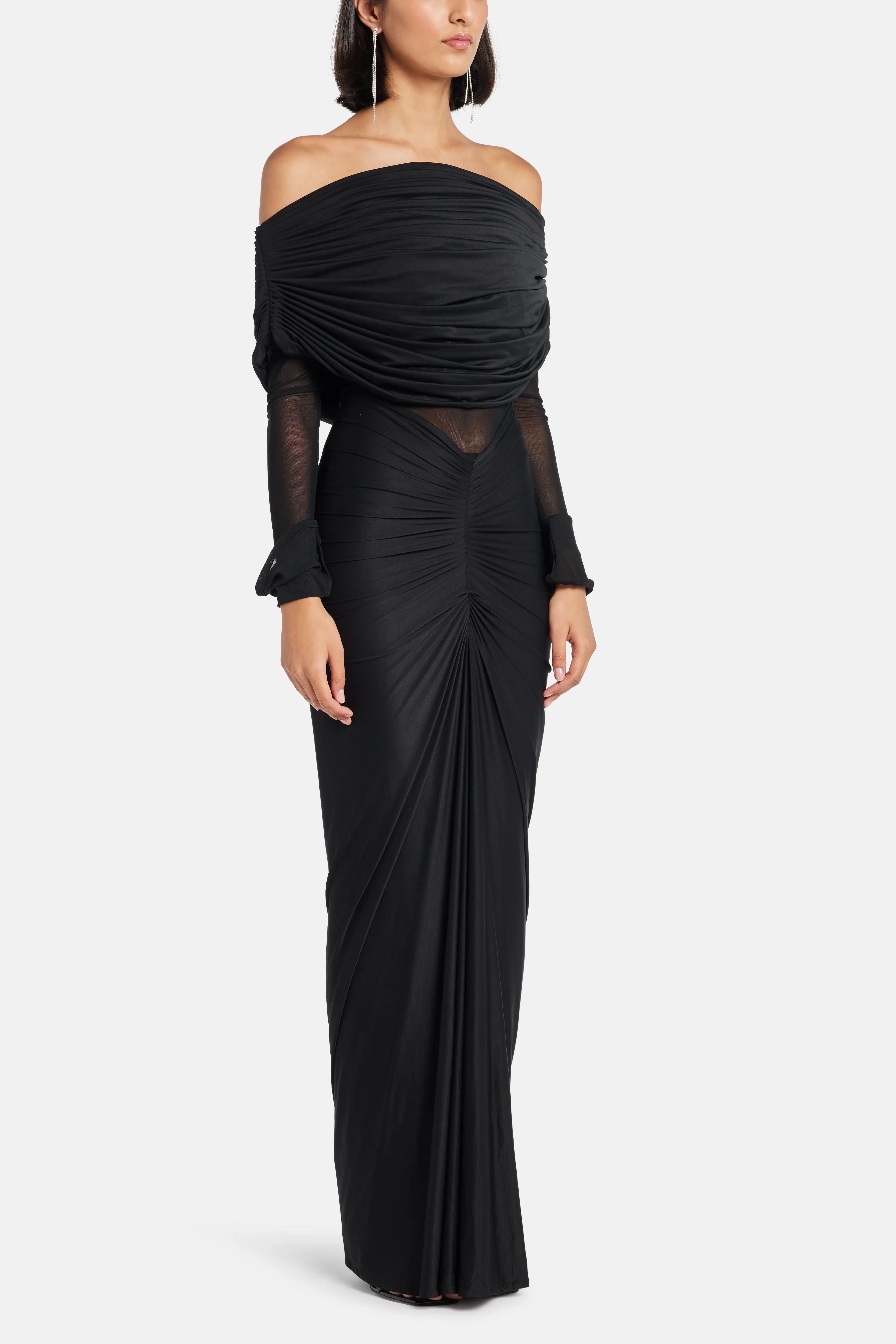 Deme By Gabriella Jolene Off Shoulder Maxi Dress in Black