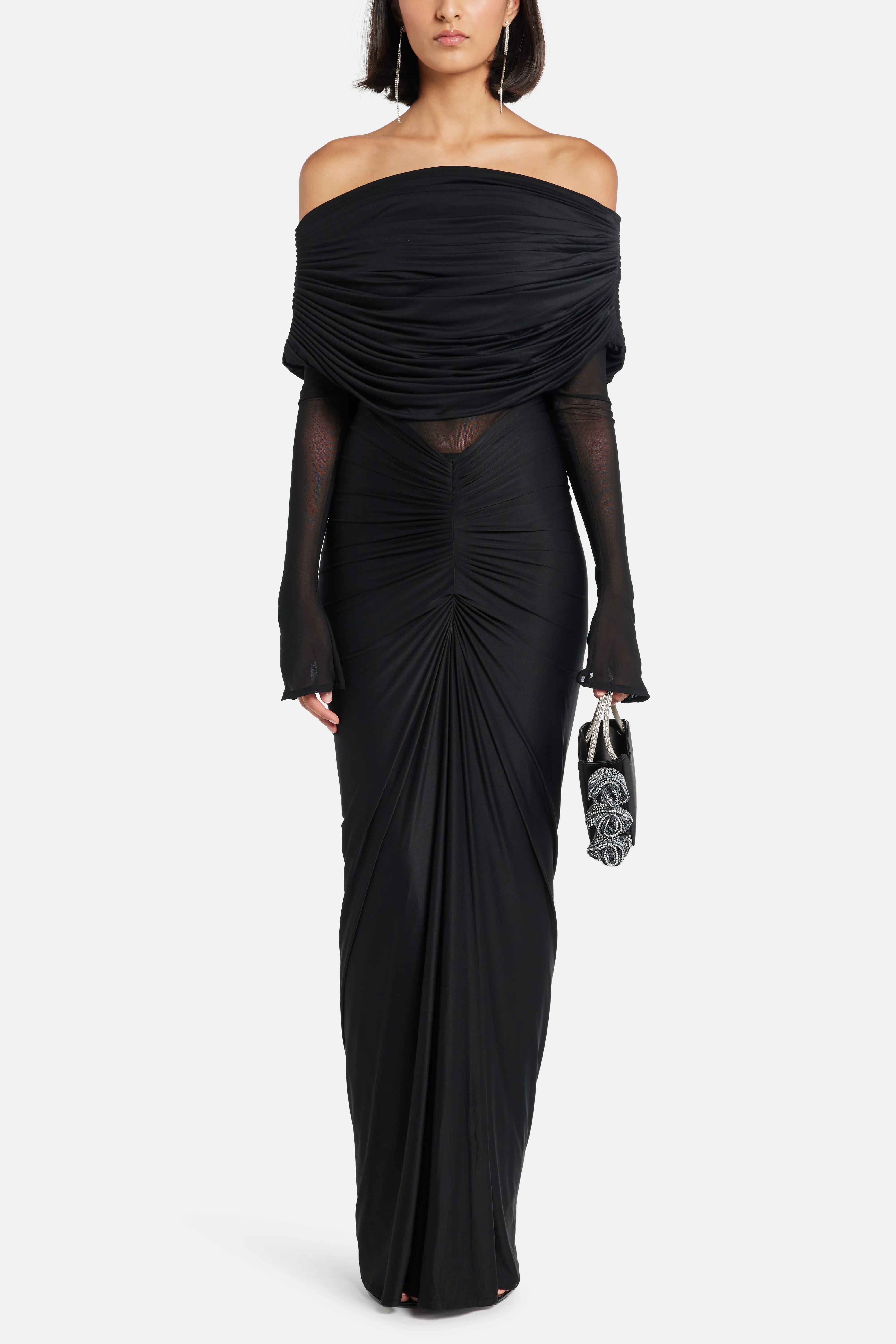 Deme By Gabriella Jolene Off Shoulder Maxi Dress in Black