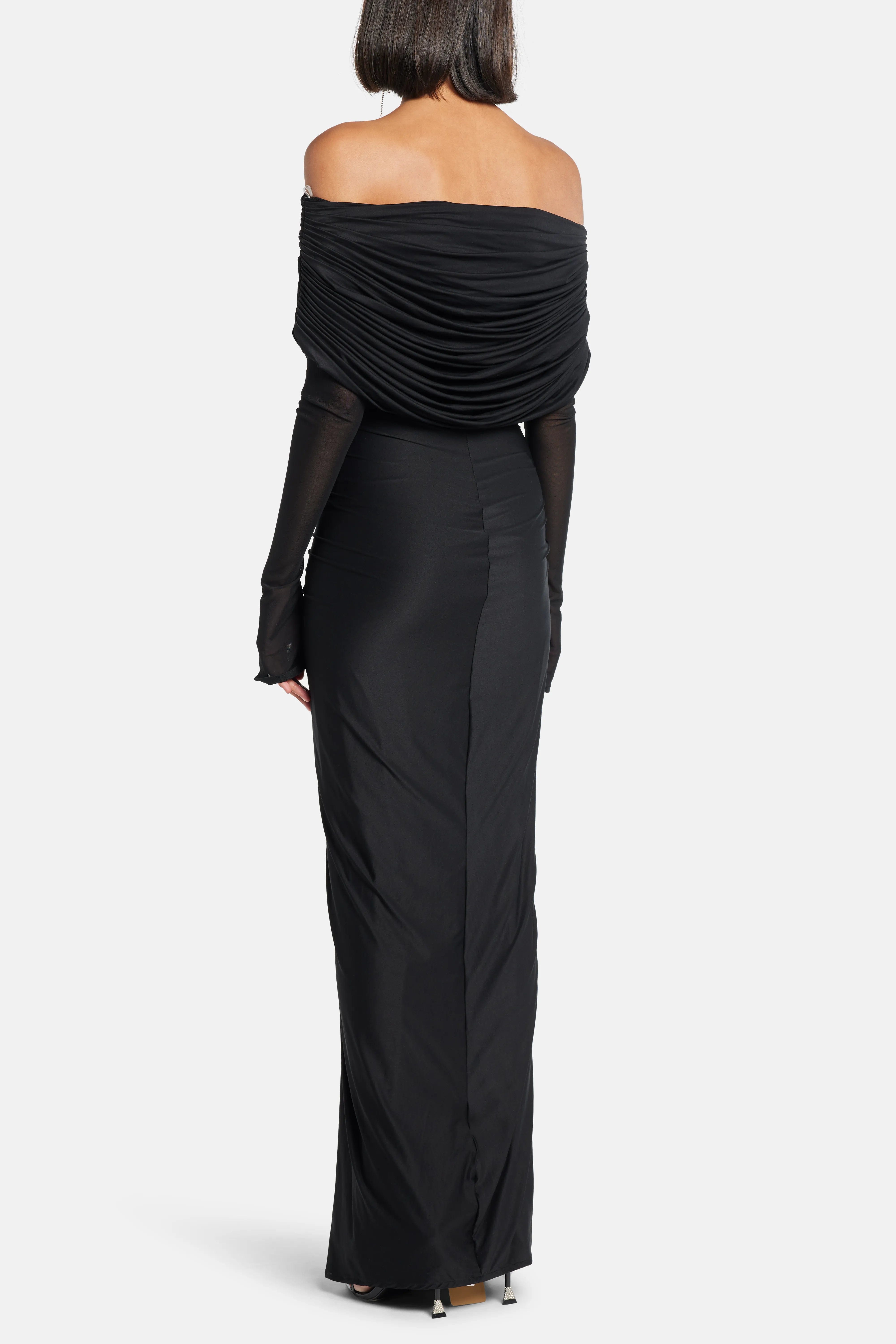 Deme By Gabriella Jolene Off Shoulder Maxi Dress in Black