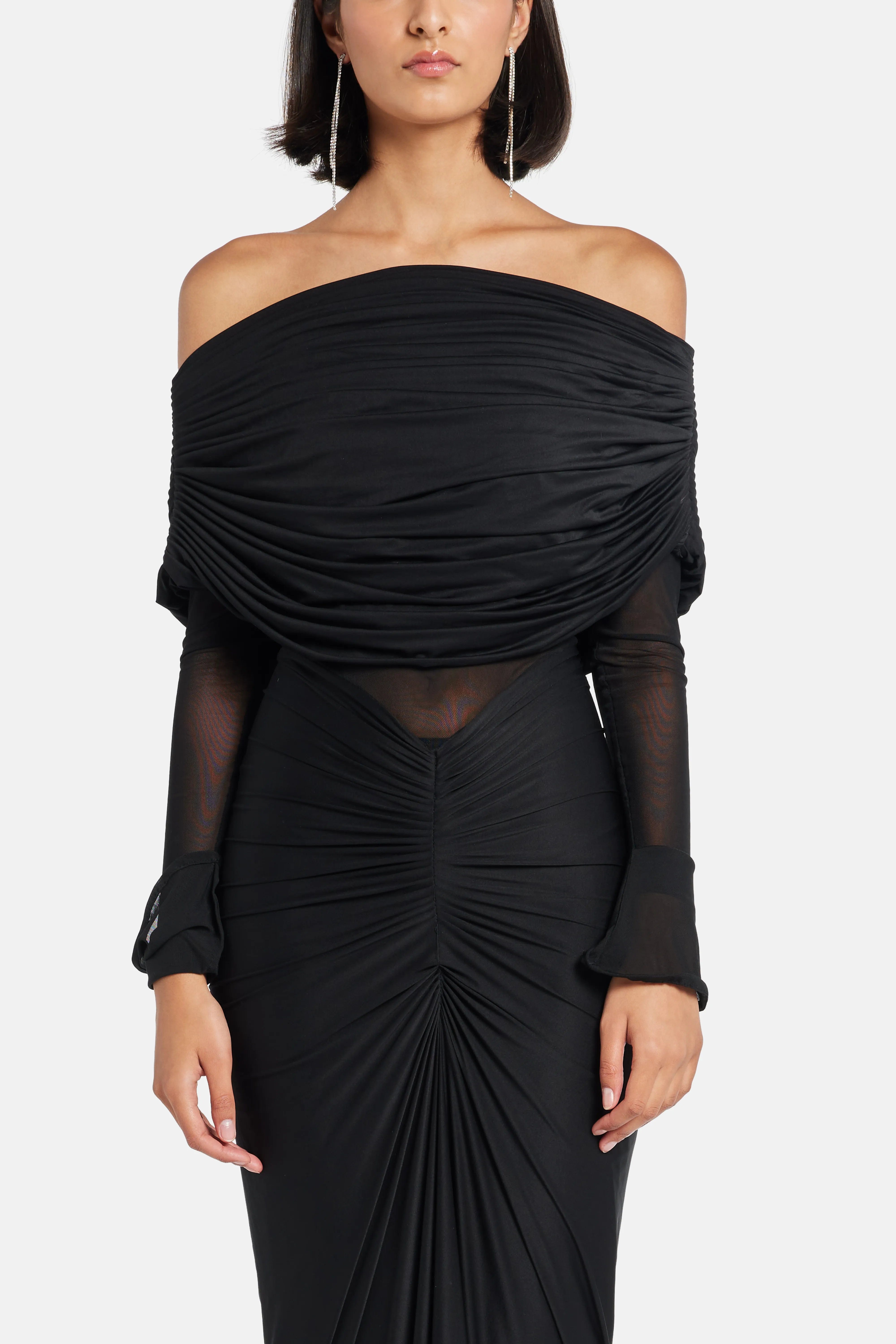 Deme By Gabriella Jolene Off Shoulder Maxi Dress in Black