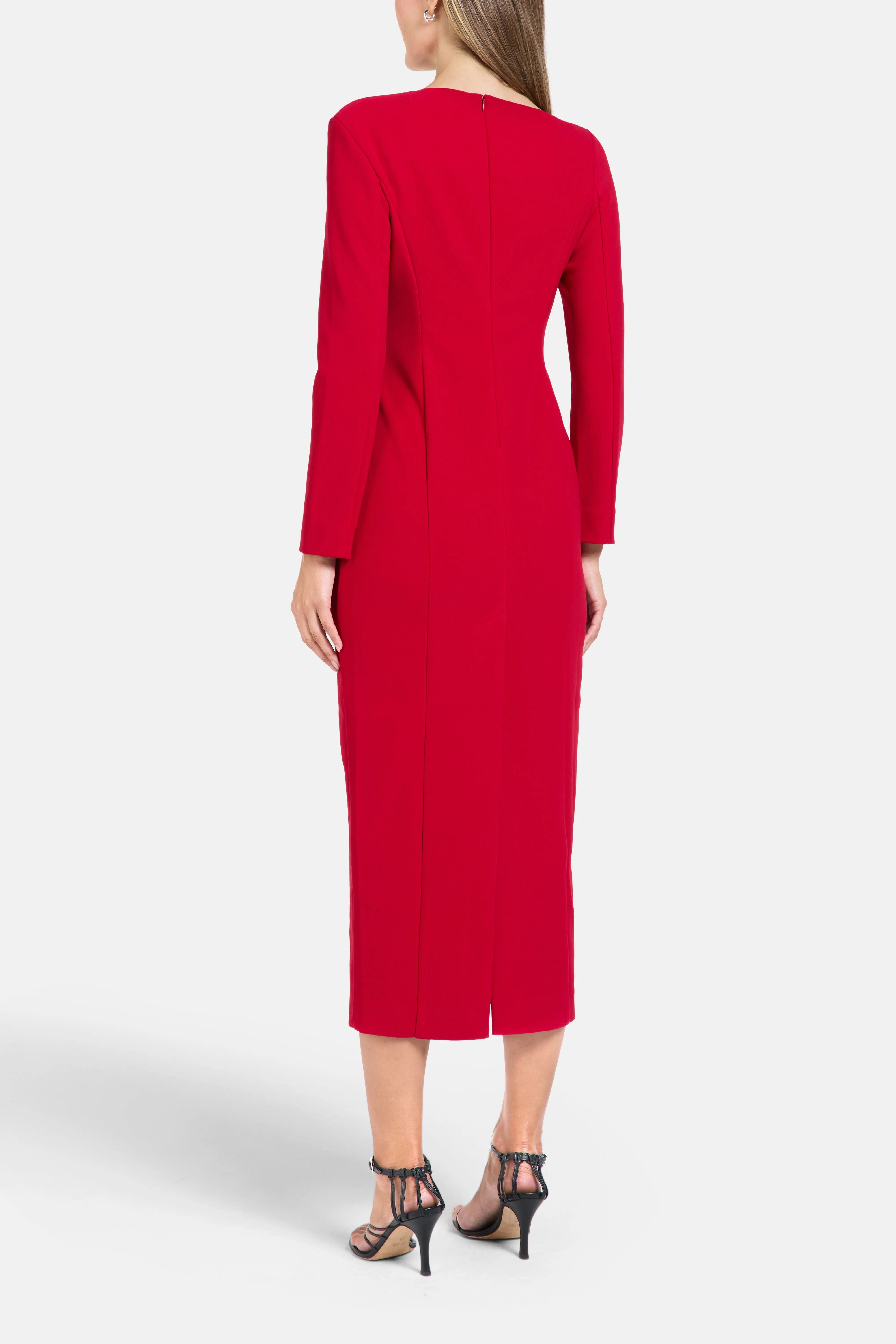 Florence & Fortitude Bennet Asymmetric Midi Dress in Red