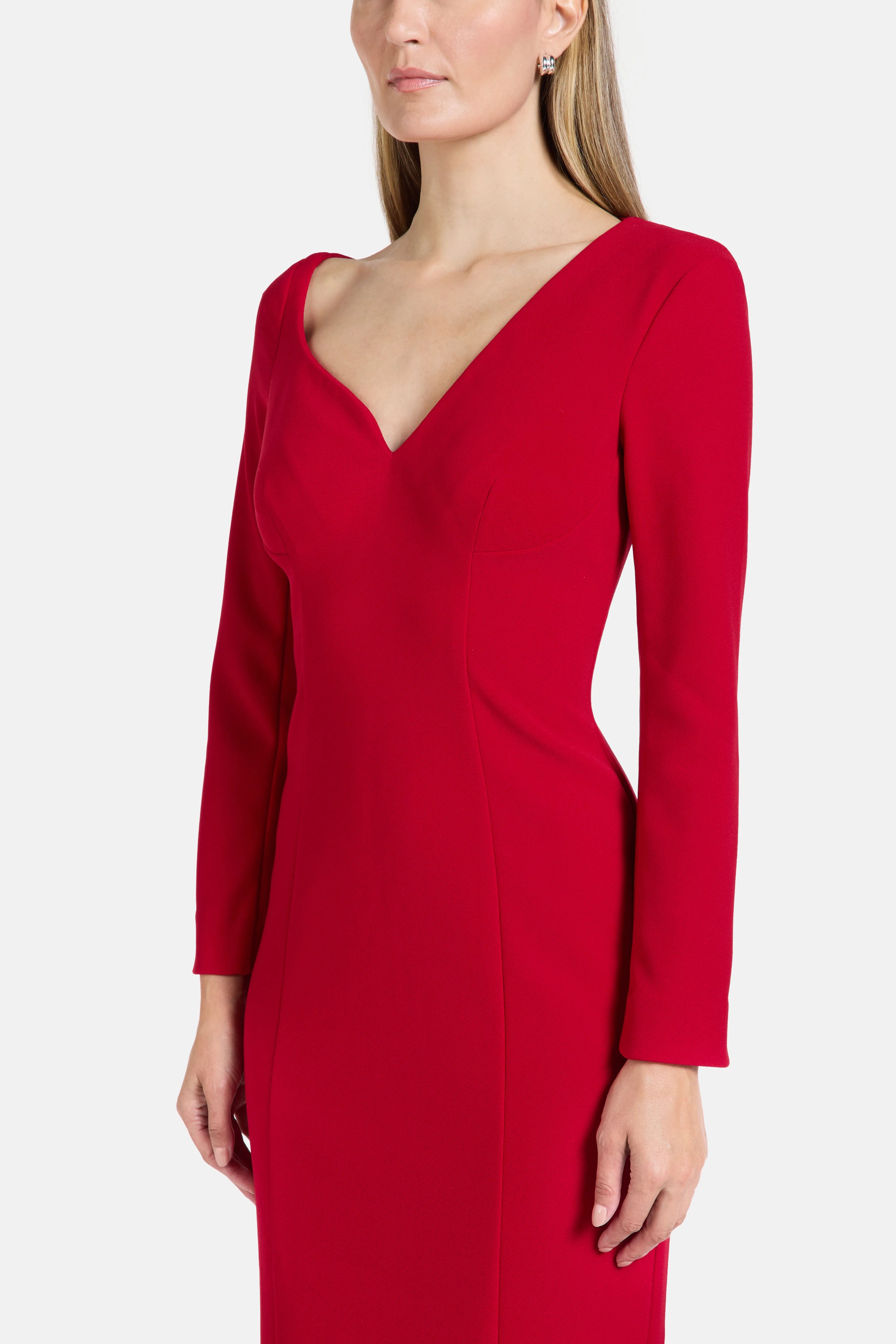 Florence & Fortitude Bennet Asymmetric Midi Dress in Red