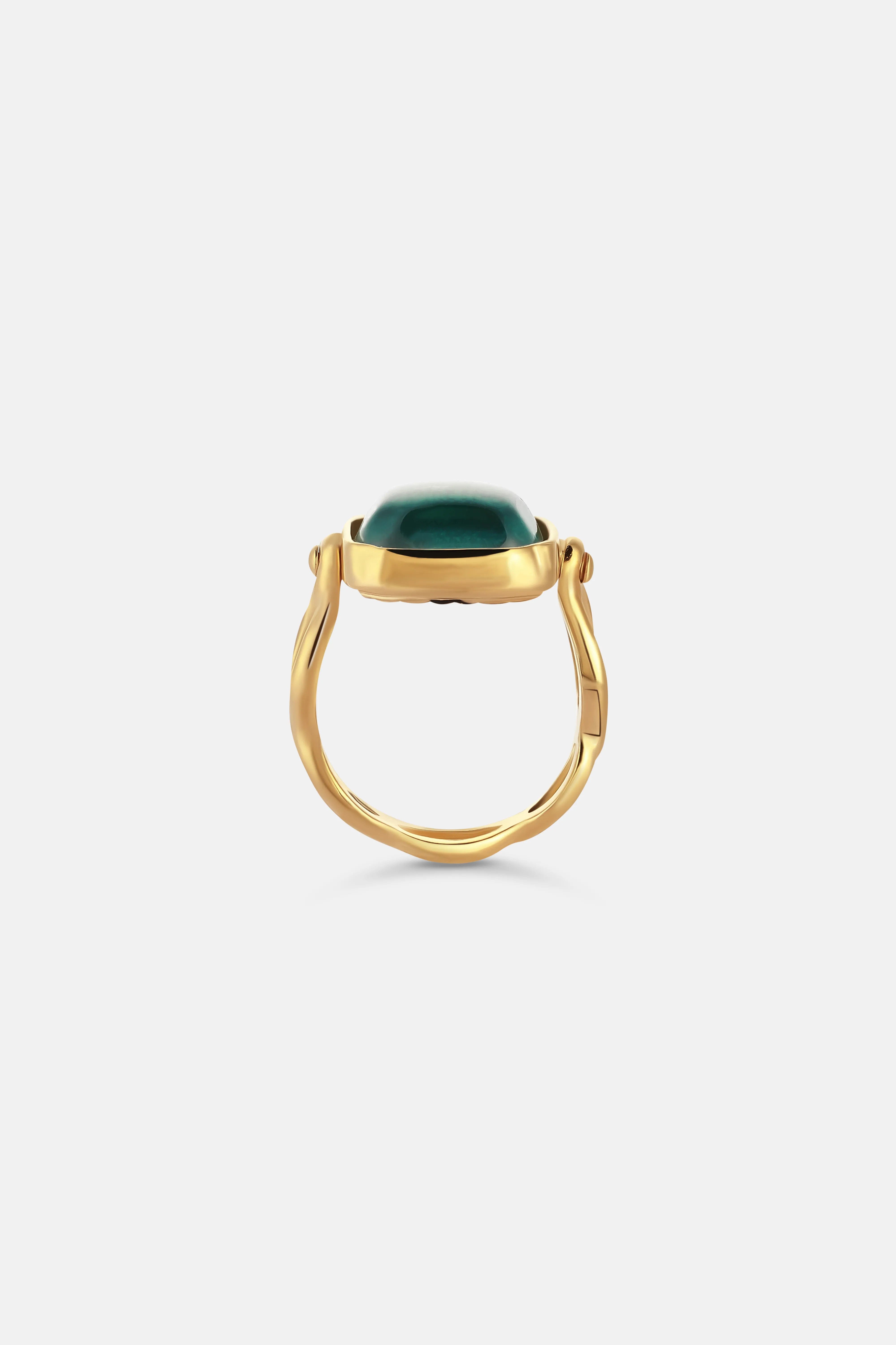 GOOSSENS PARIS Squared Cabochons Ring in Green