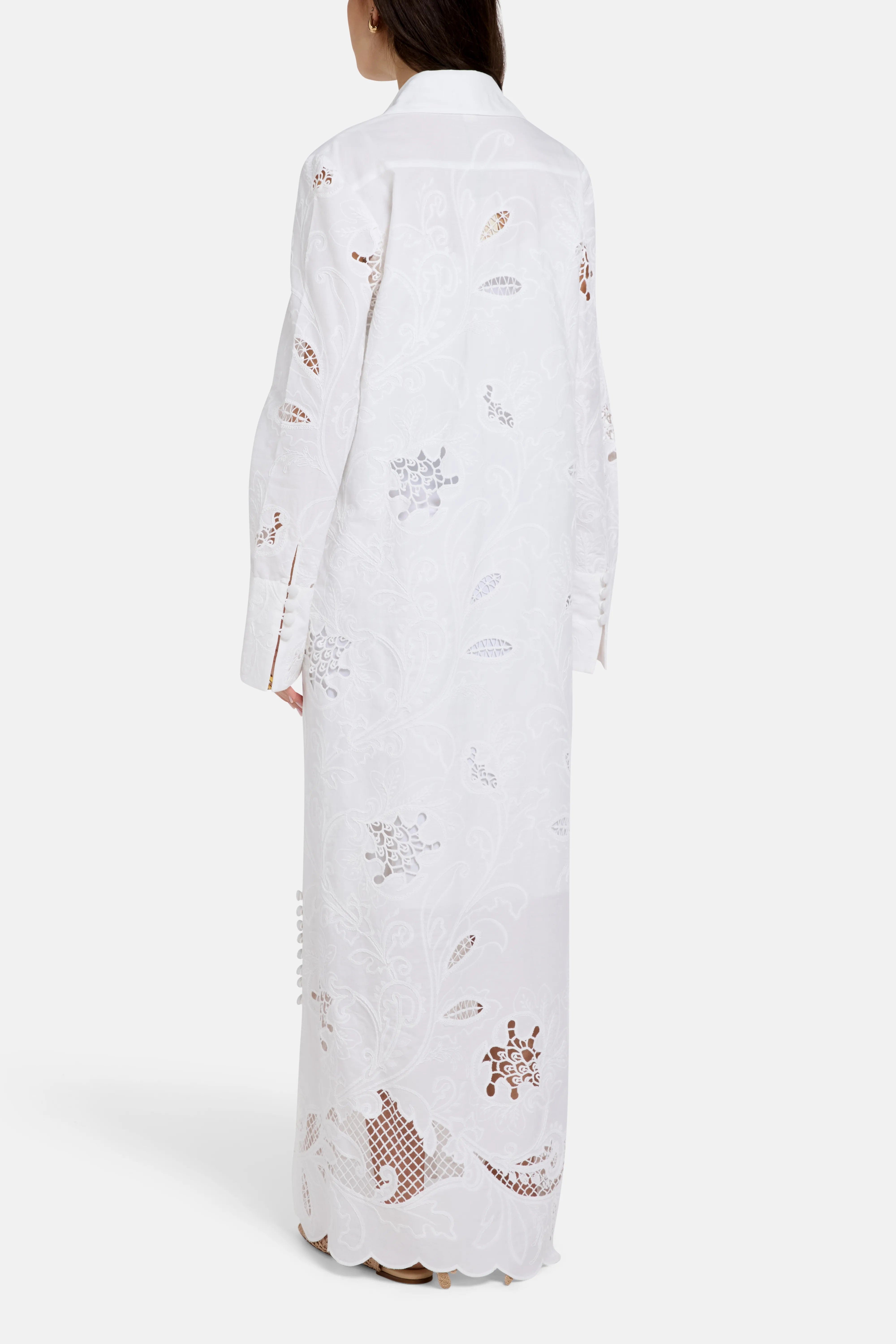 Vasiliki Lana Embroidered Cotton Maxi Dress in White