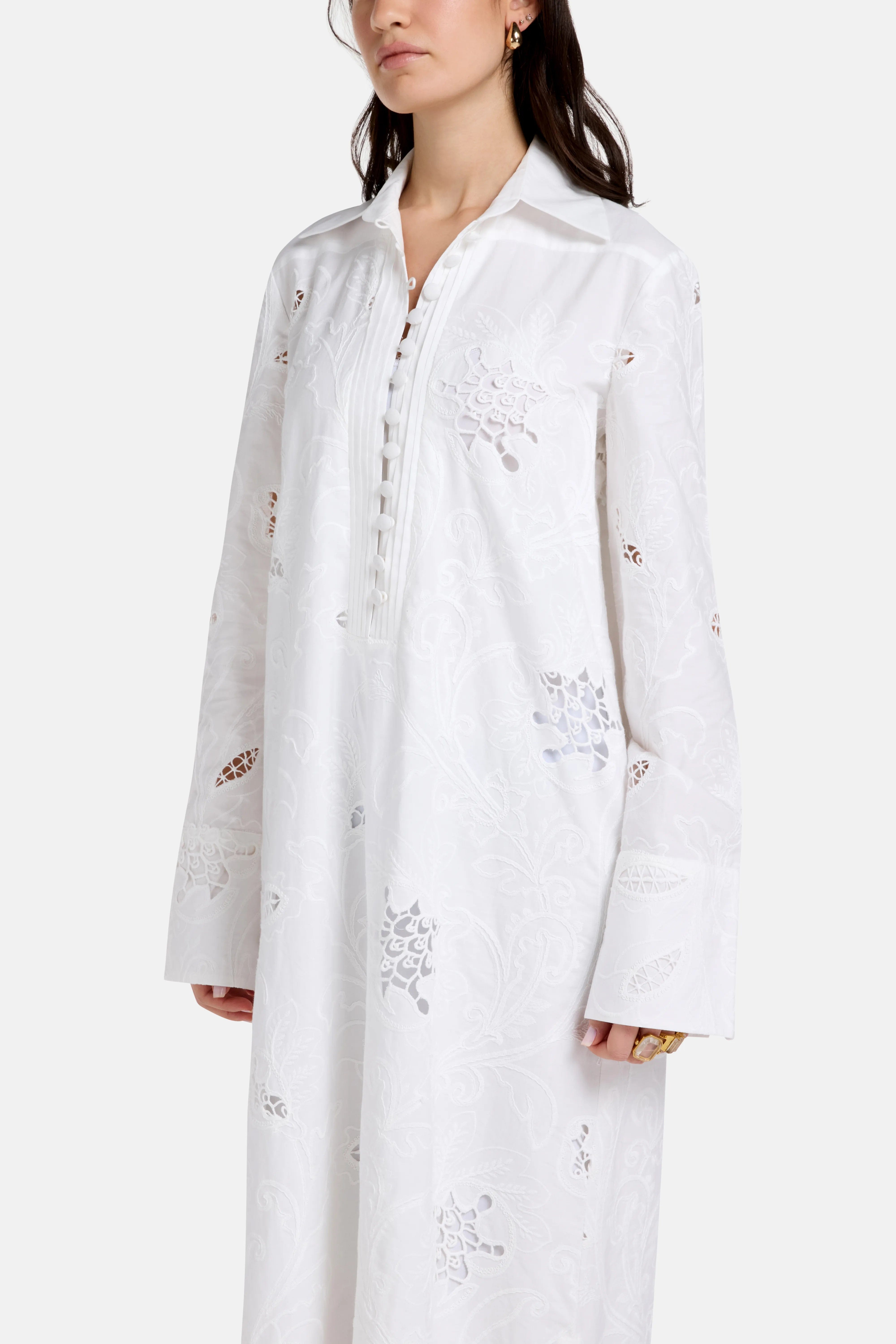 Vasiliki Lana Embroidered Cotton Maxi Dress in White