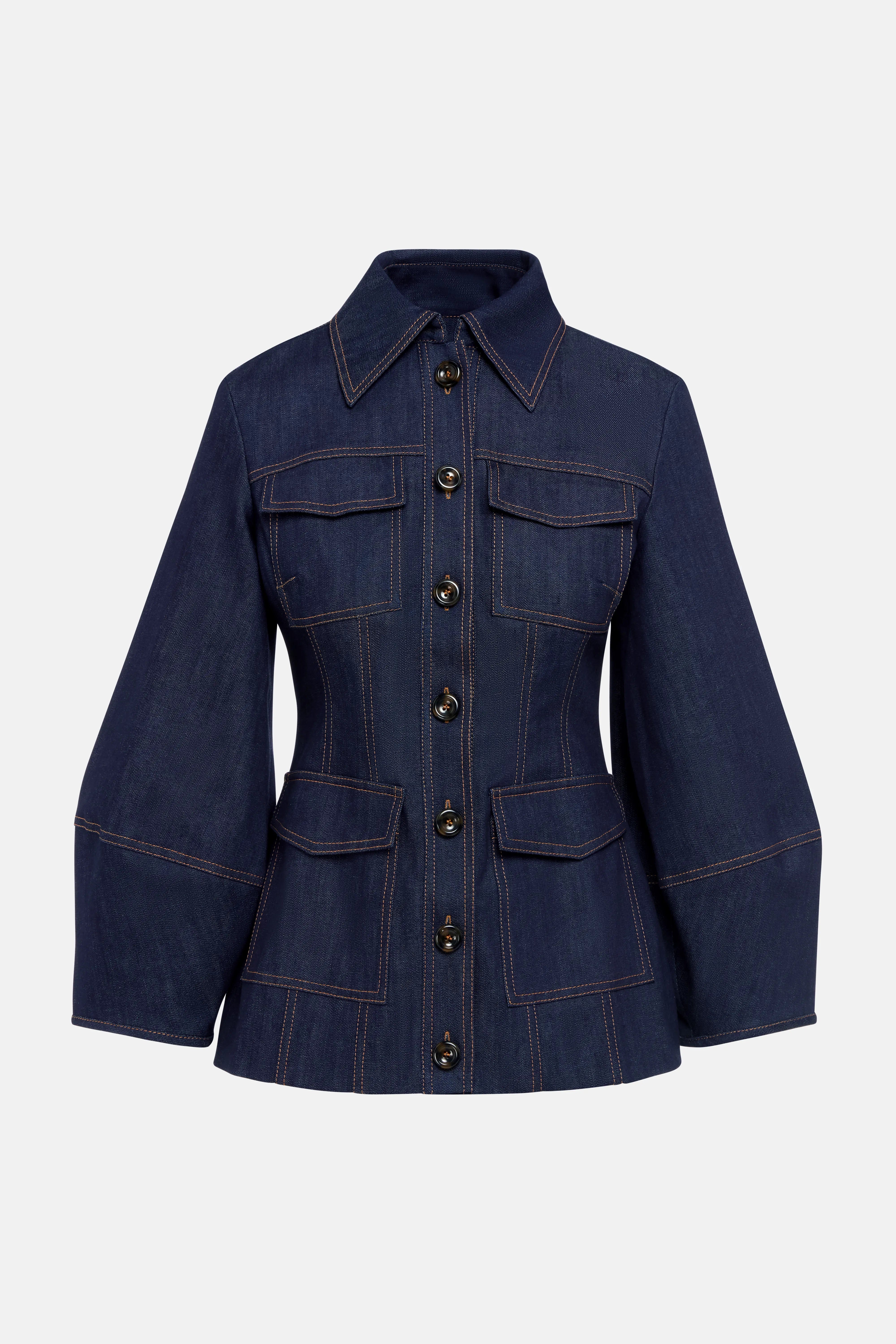 Florence & Fortitude Florence Puff Sleeves Denim Cotton Jacket in Blue