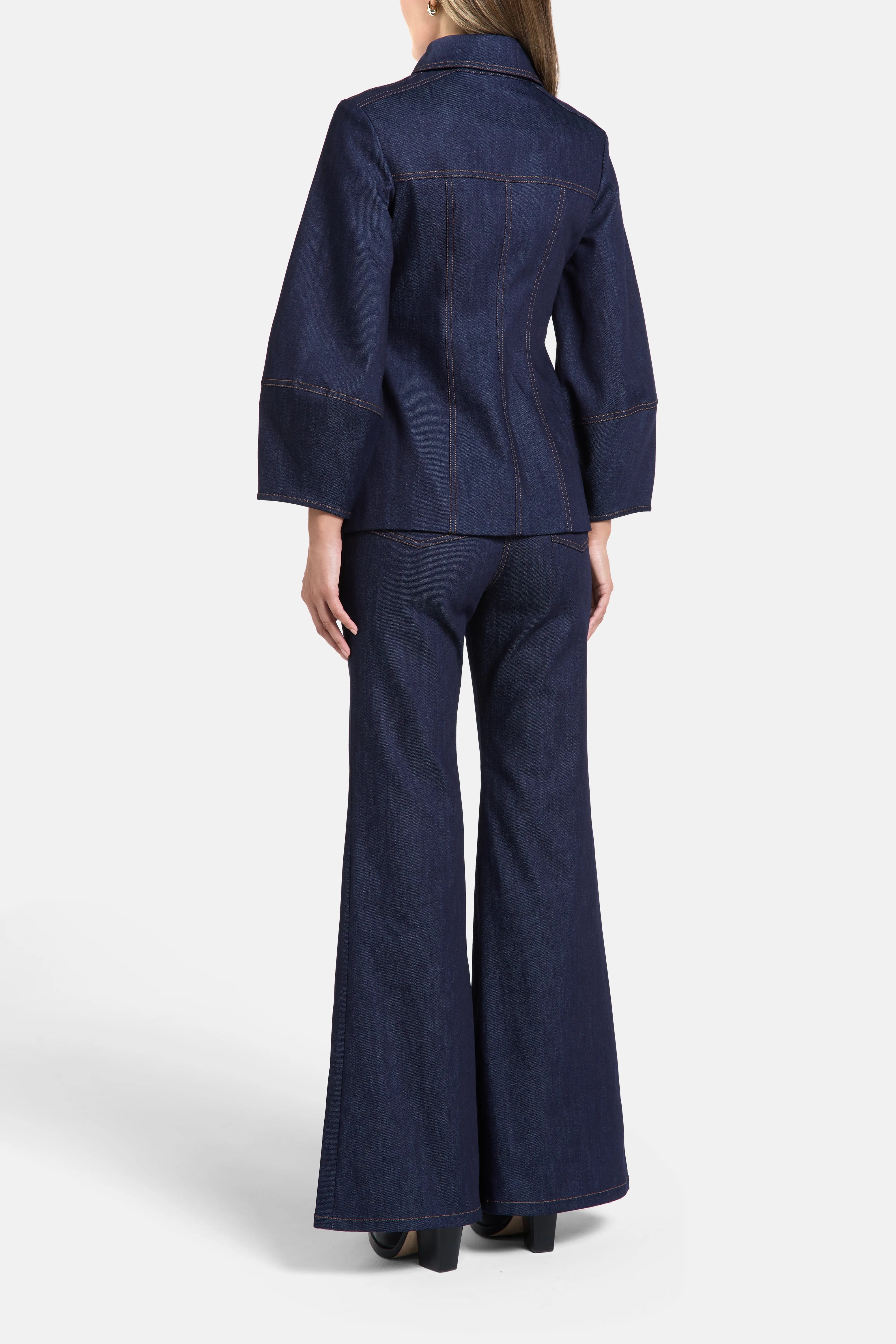 Florence & Fortitude Florence Puff Sleeves Denim Cotton Jacket in Blue