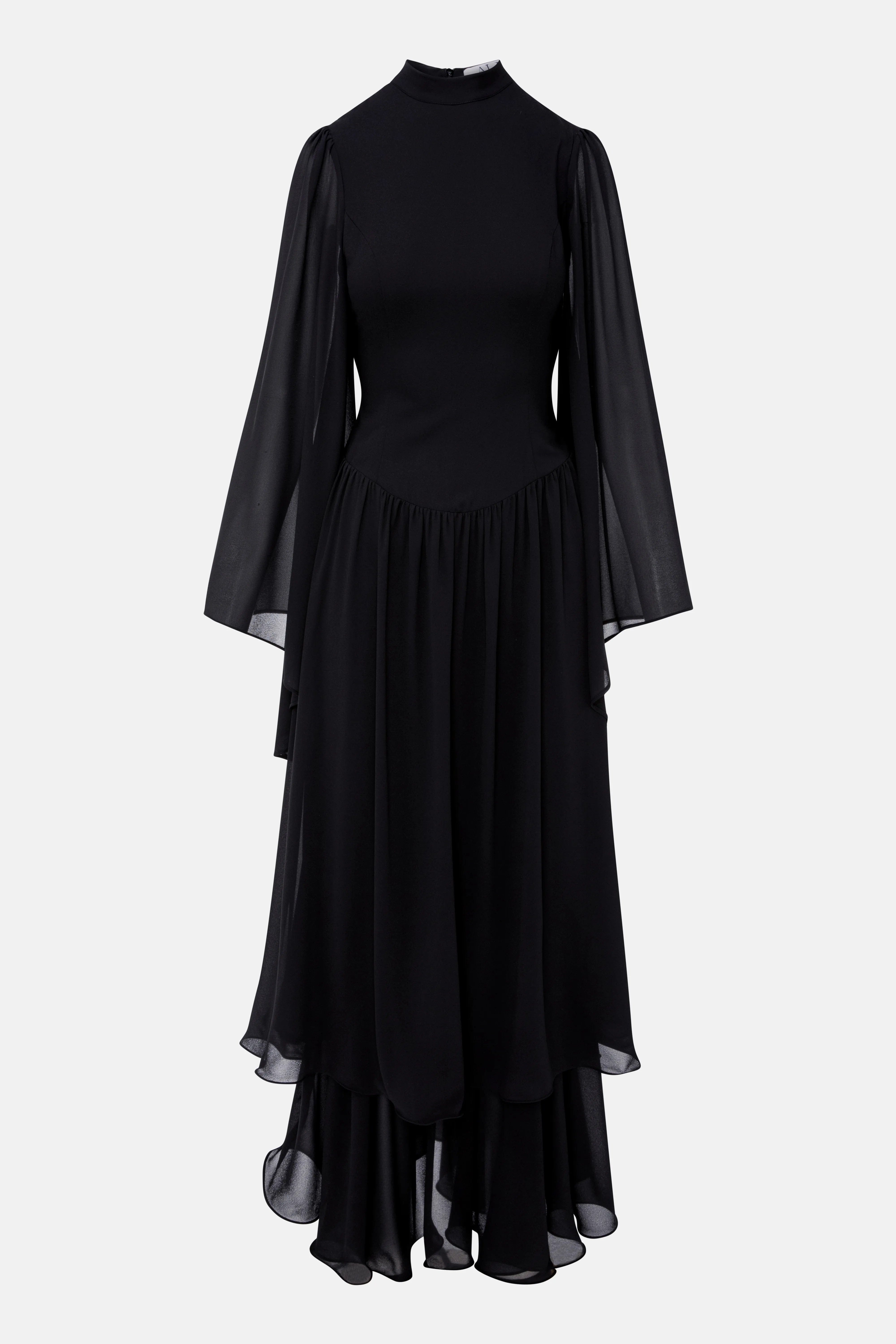 ALB London Emilia Ruffles Maxi Dress in Black