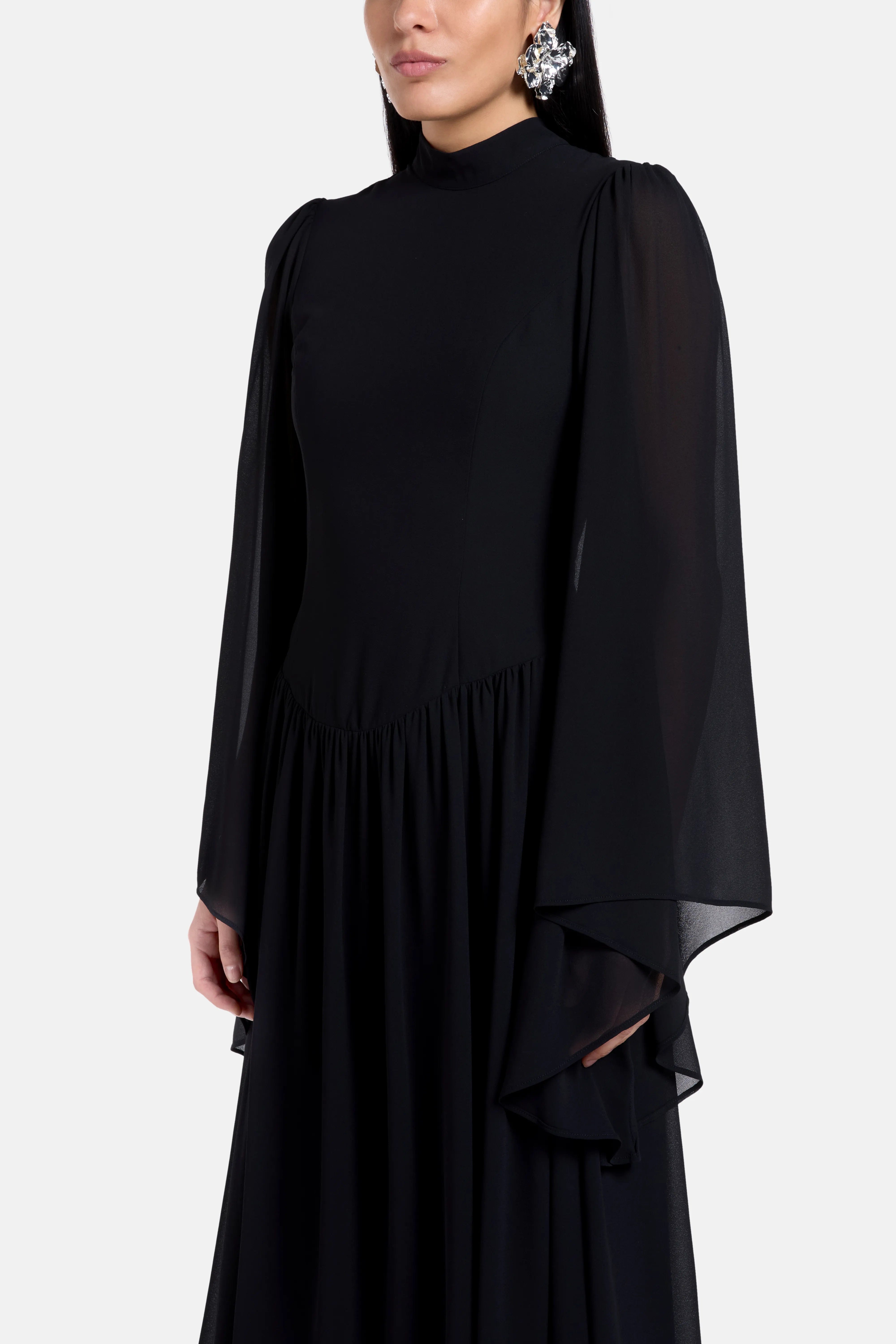 ALB London Emilia Ruffles Maxi Dress in Black