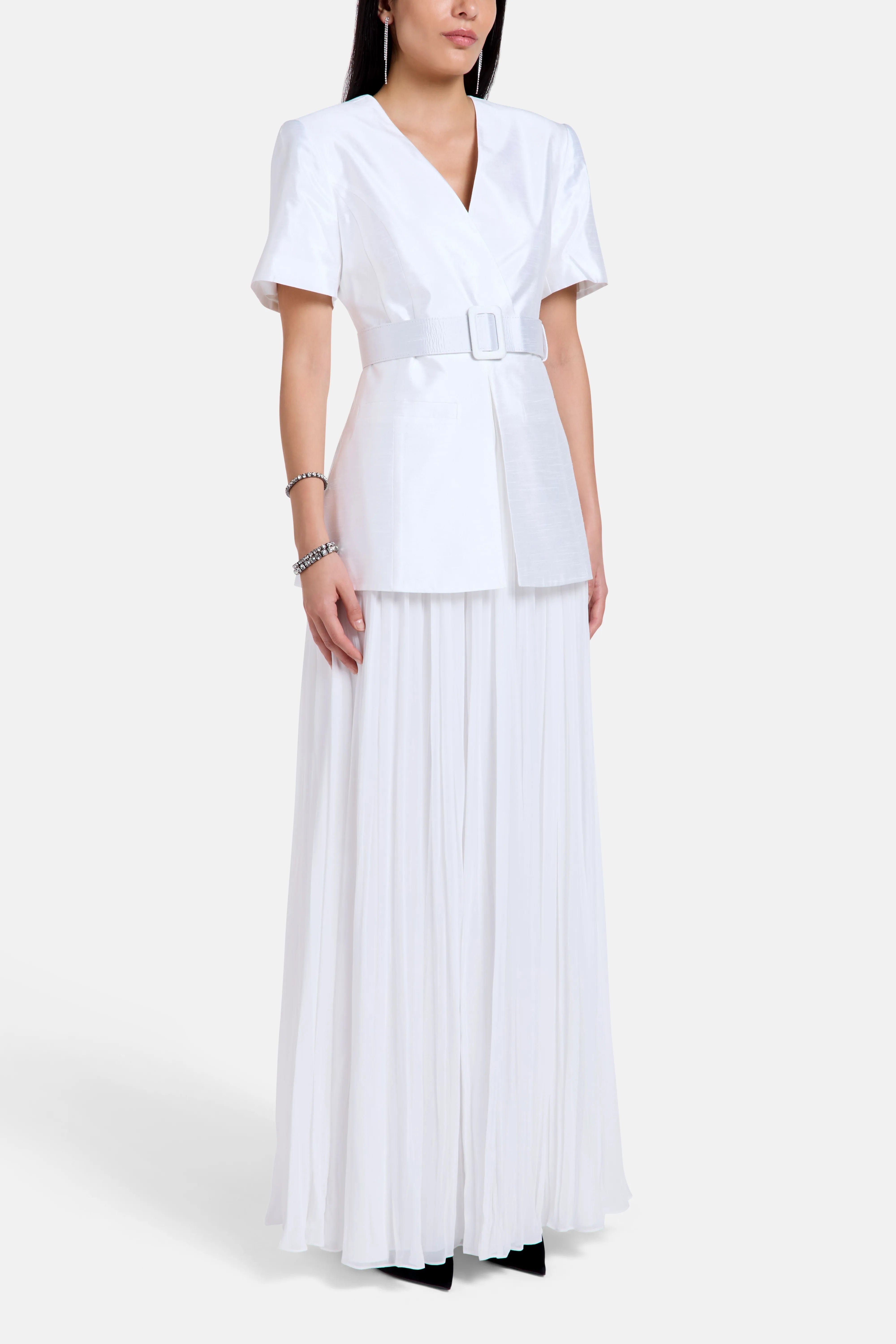 COPURS Raisa Belted Maxi Dress in White