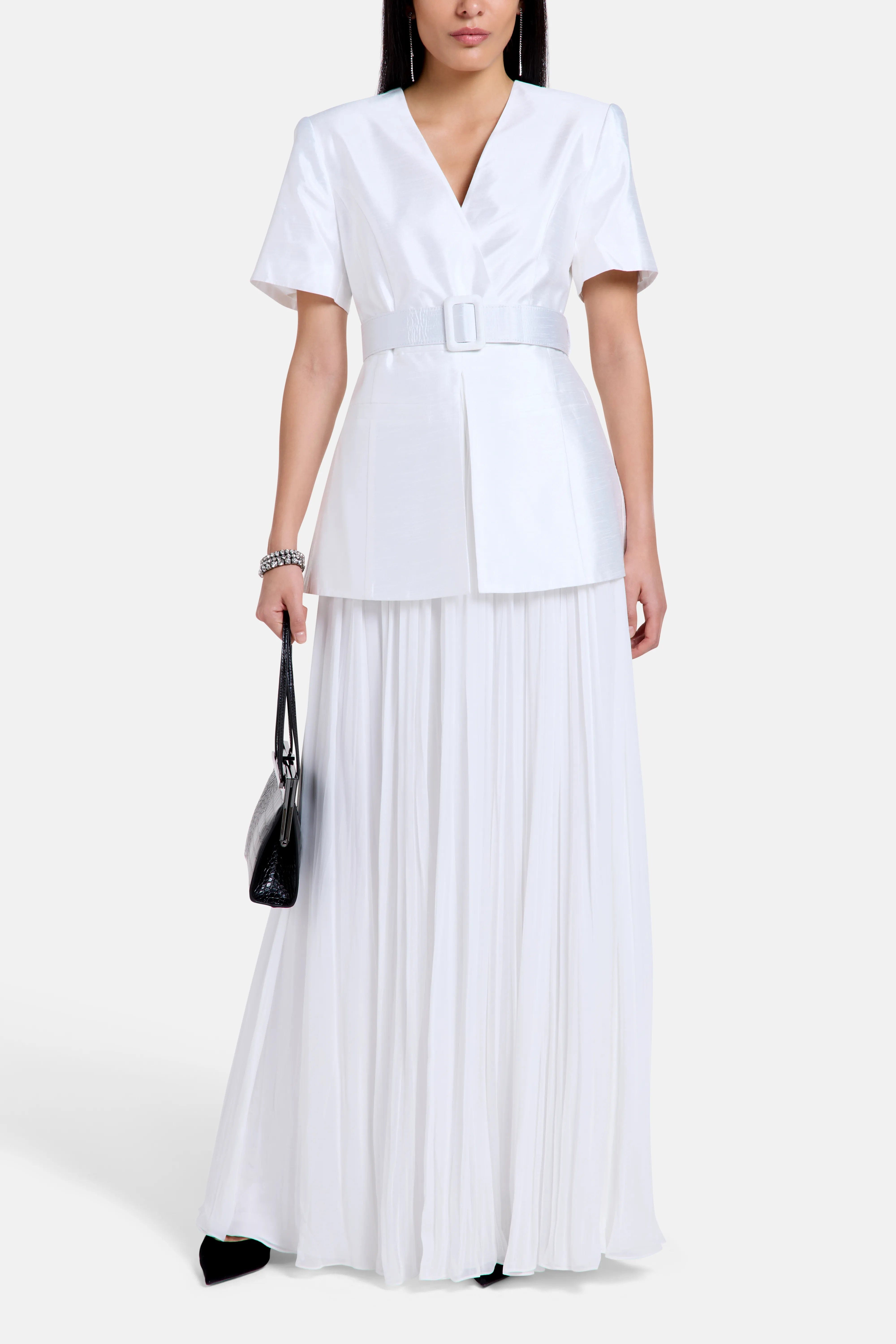 COPURS Raisa Belted Maxi Dress in White