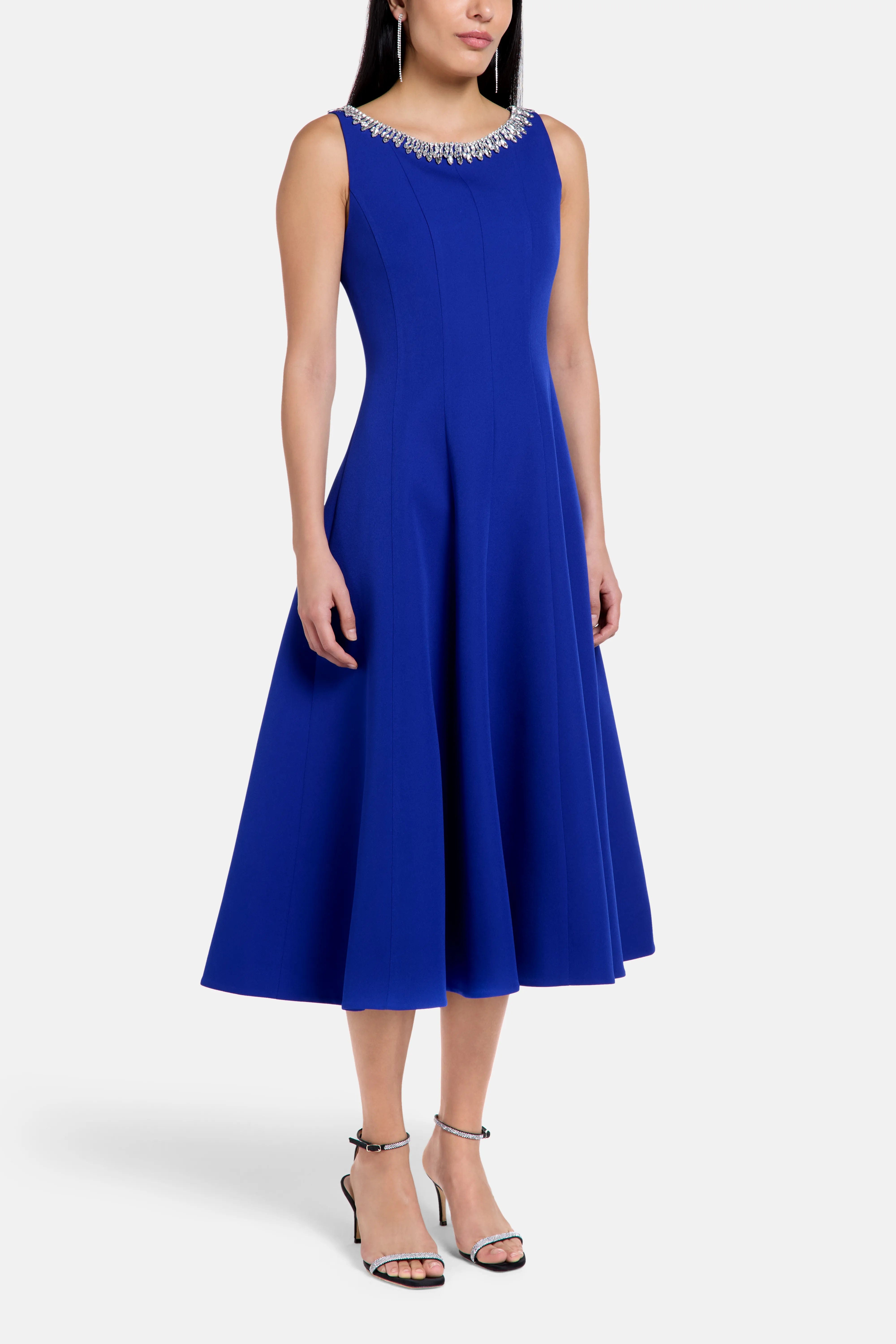 COPURS Isella Crystal Embellished Sleeveless Evening Dress in Blue