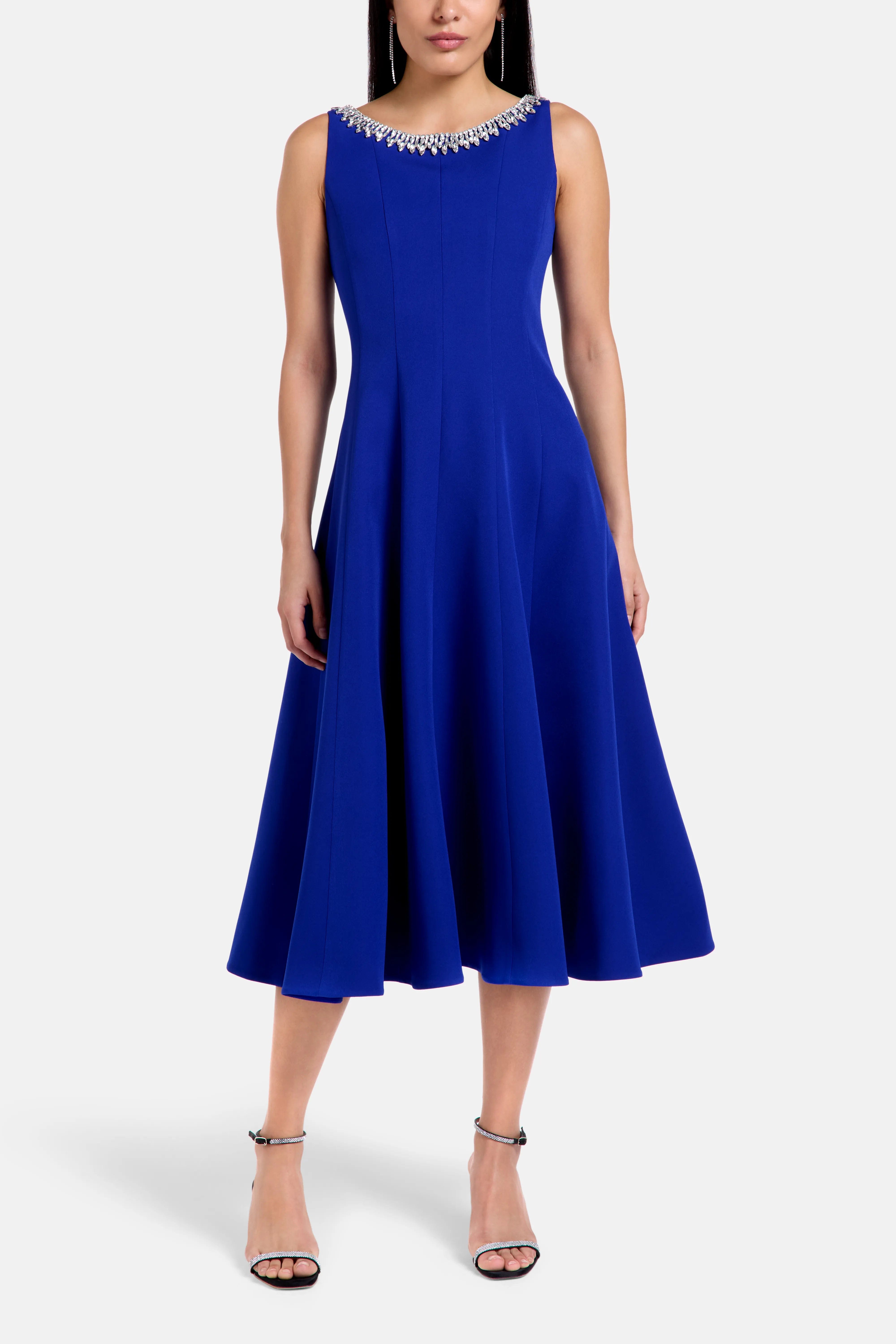 COPURS Isella Crystal Embellished Sleeveless Evening Dress in Blue