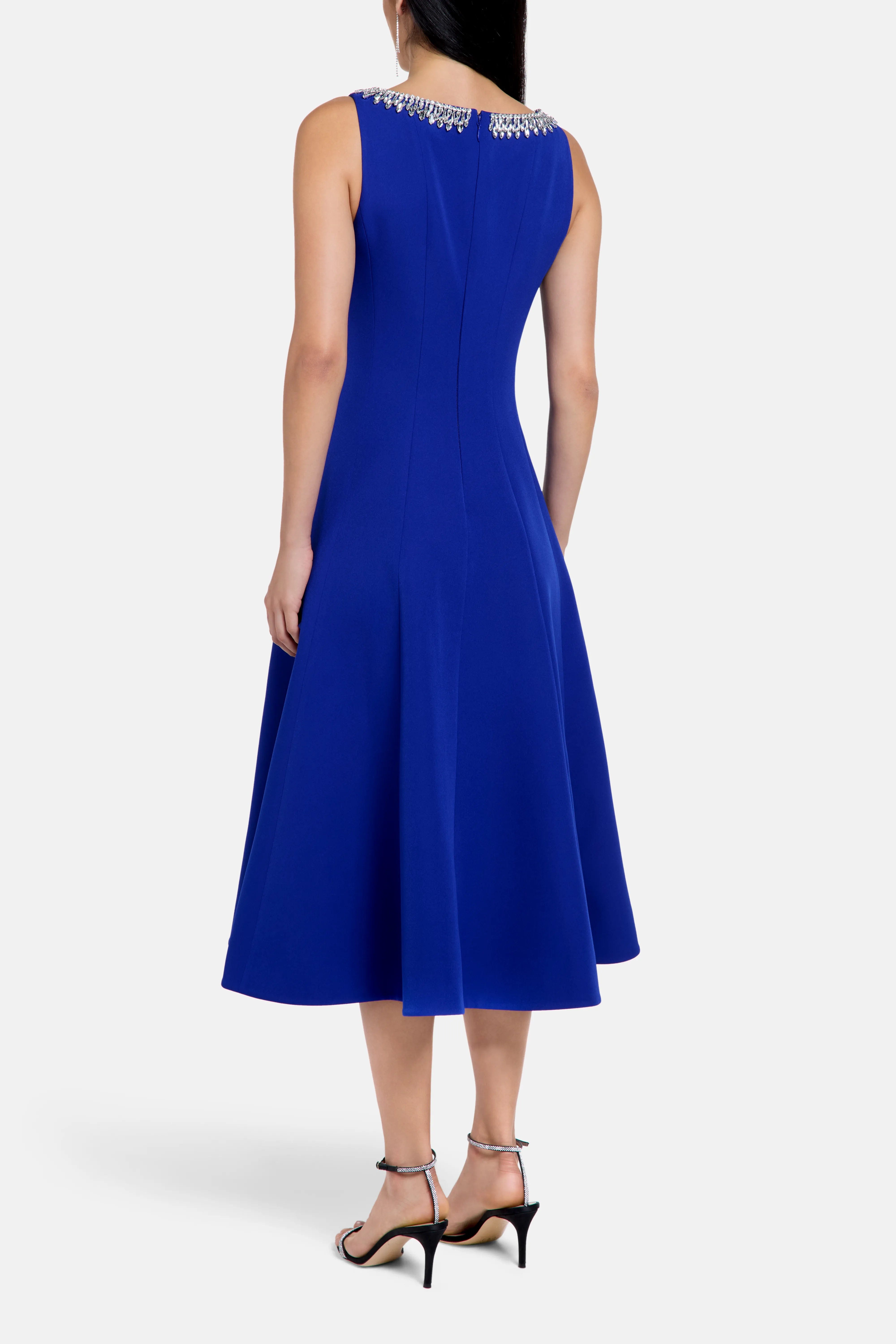 COPURS Isella Crystal Embellished Sleeveless Evening Dress in Blue