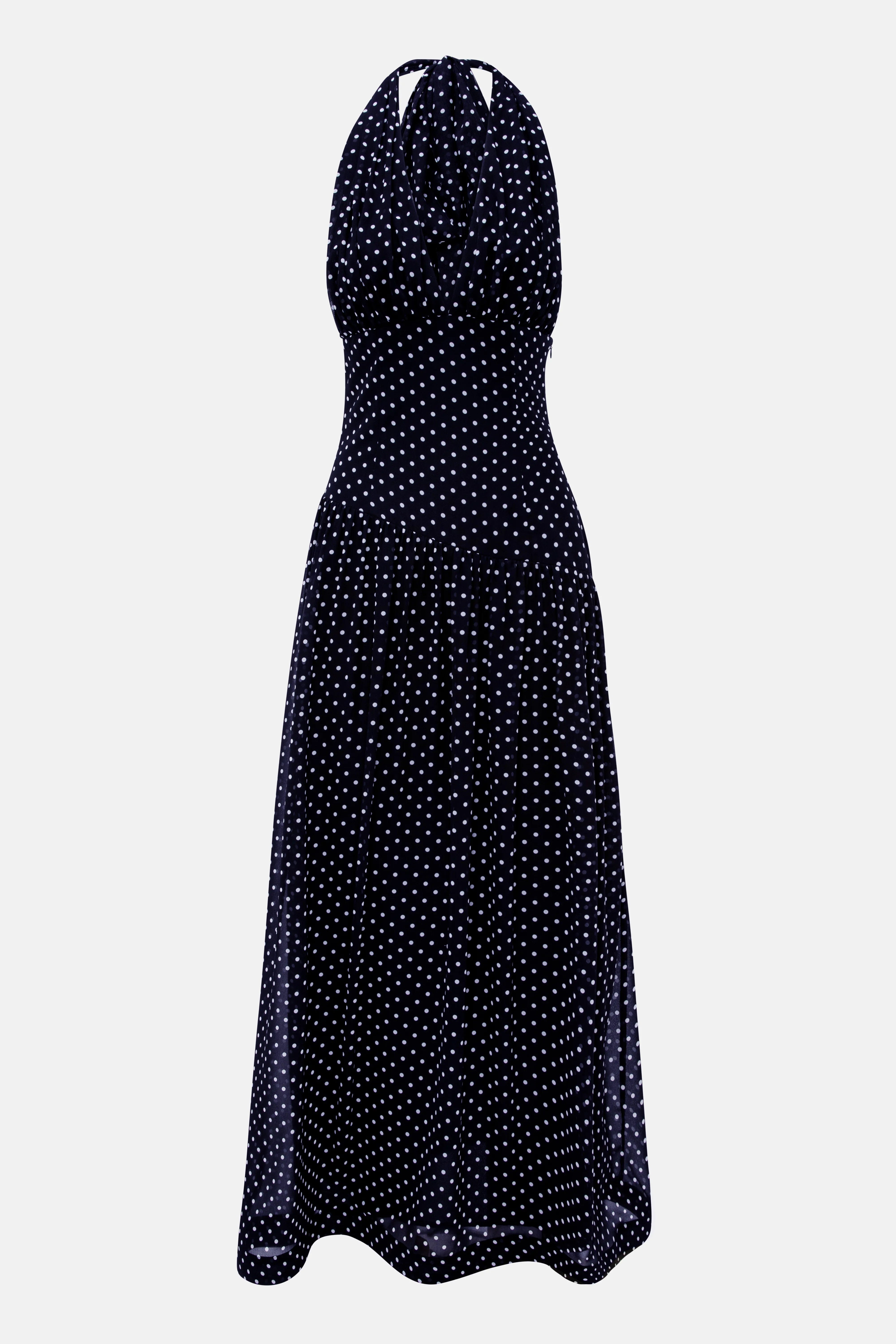 ALB London Grace Polka Dot Deep Neck Maxi Dress In Black With Scarf
