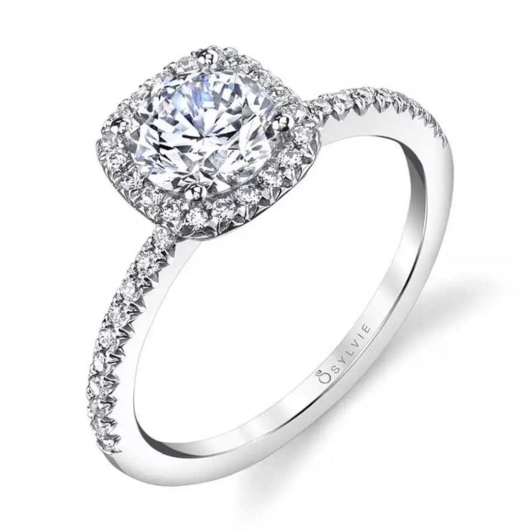 Sylvie Round Cut Classic Halo Engagement Ring