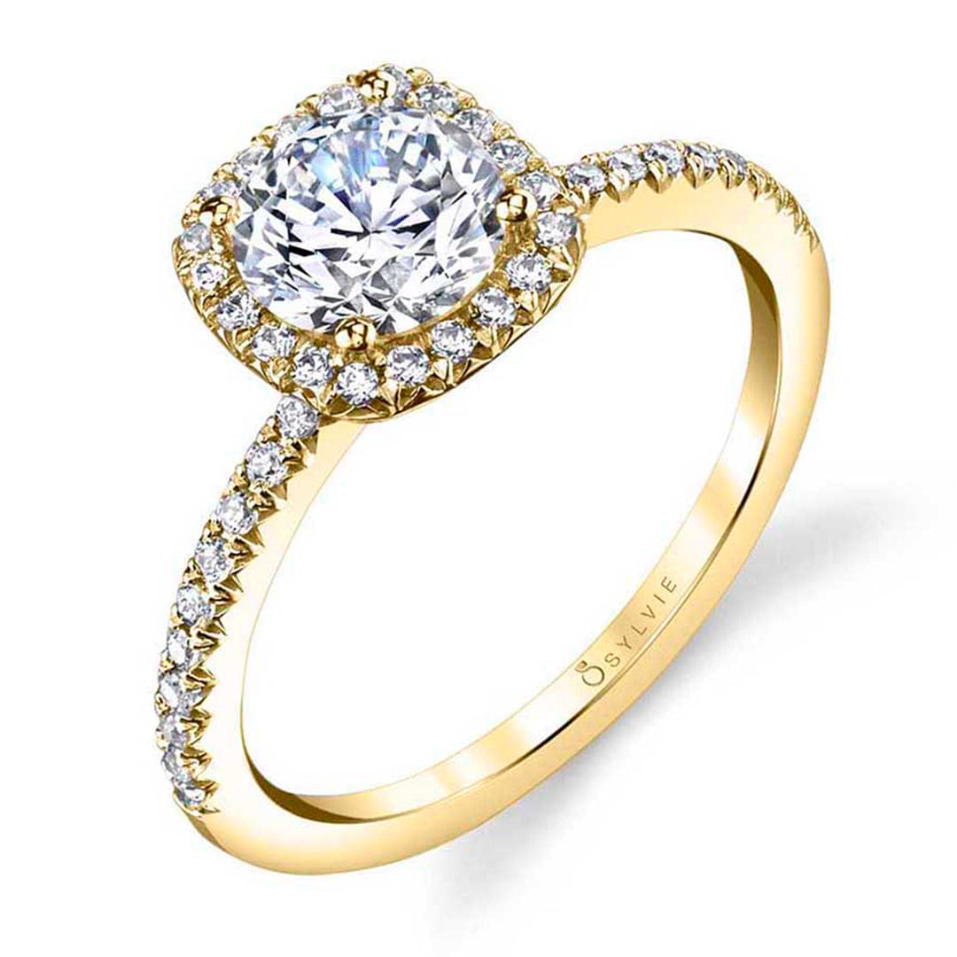 Sylvie Round Cut Classic Halo Engagement Ring