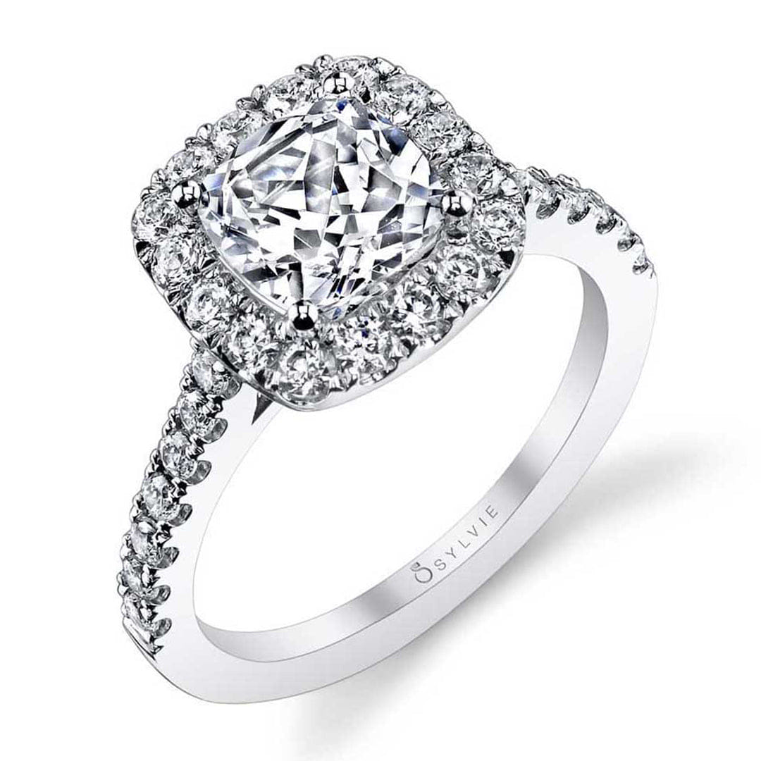 Sylvie Cushion Cut Classic Halo Engagement Ring