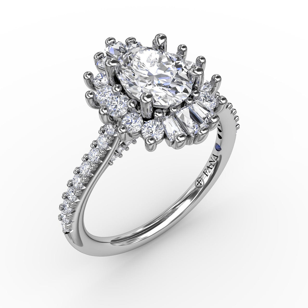 Fana Mixed Shape Oval Diamond Halo Ballerina Style Engagement Ring