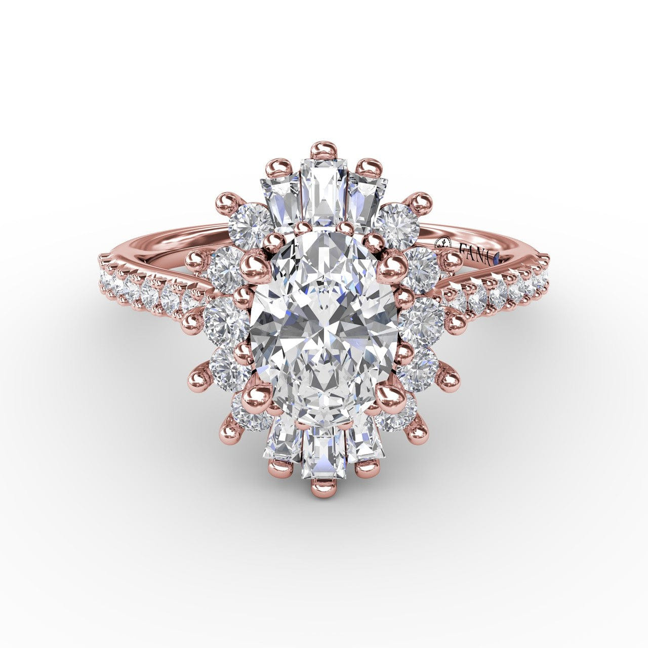 Fana Mixed Shape Oval Diamond Halo Ballerina Style Engagement Ring