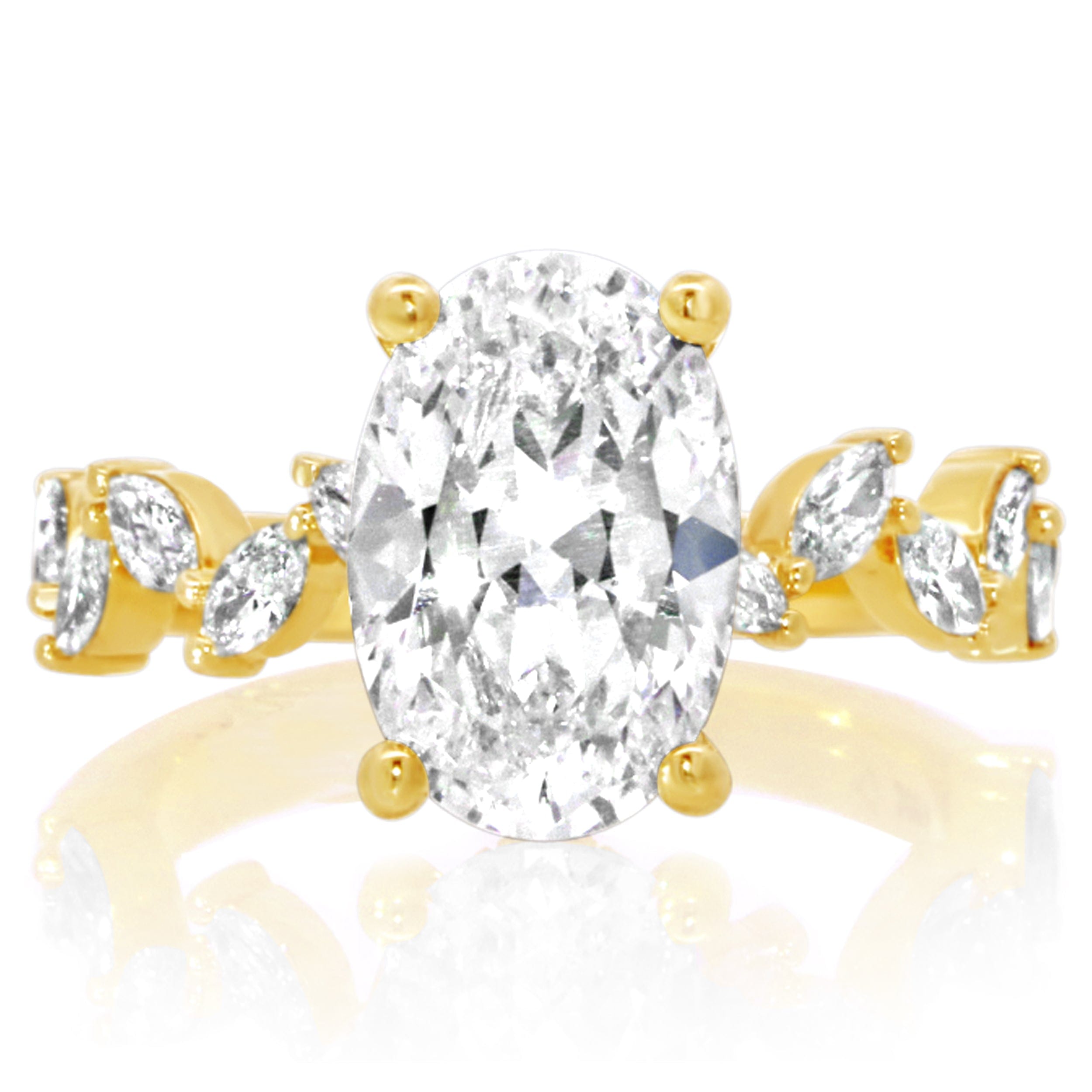 Classique Creations Marquise Zig Zag Shank Engagement Ring