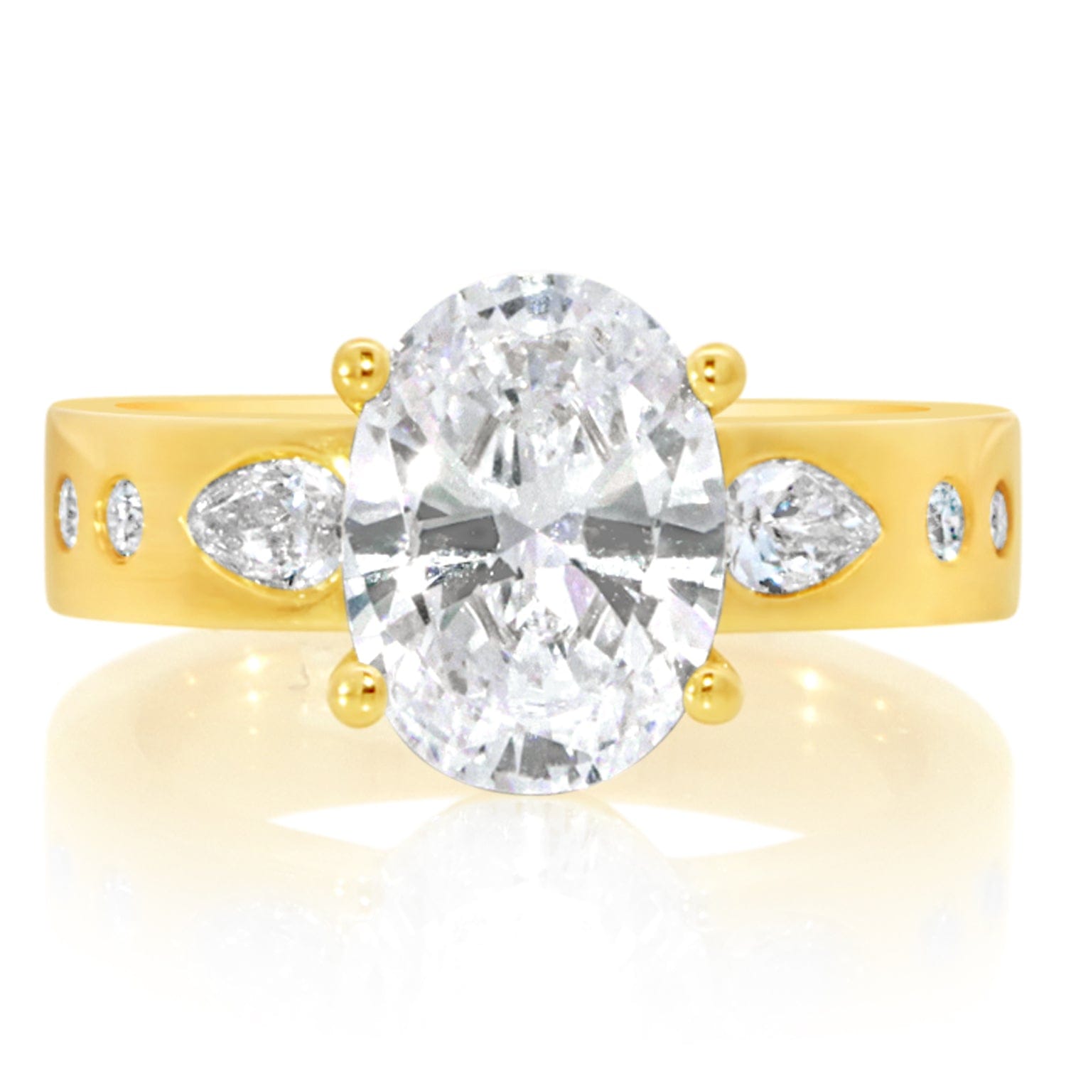 Classique Creations Burnished Pear and Round Diamond Engagement Ring