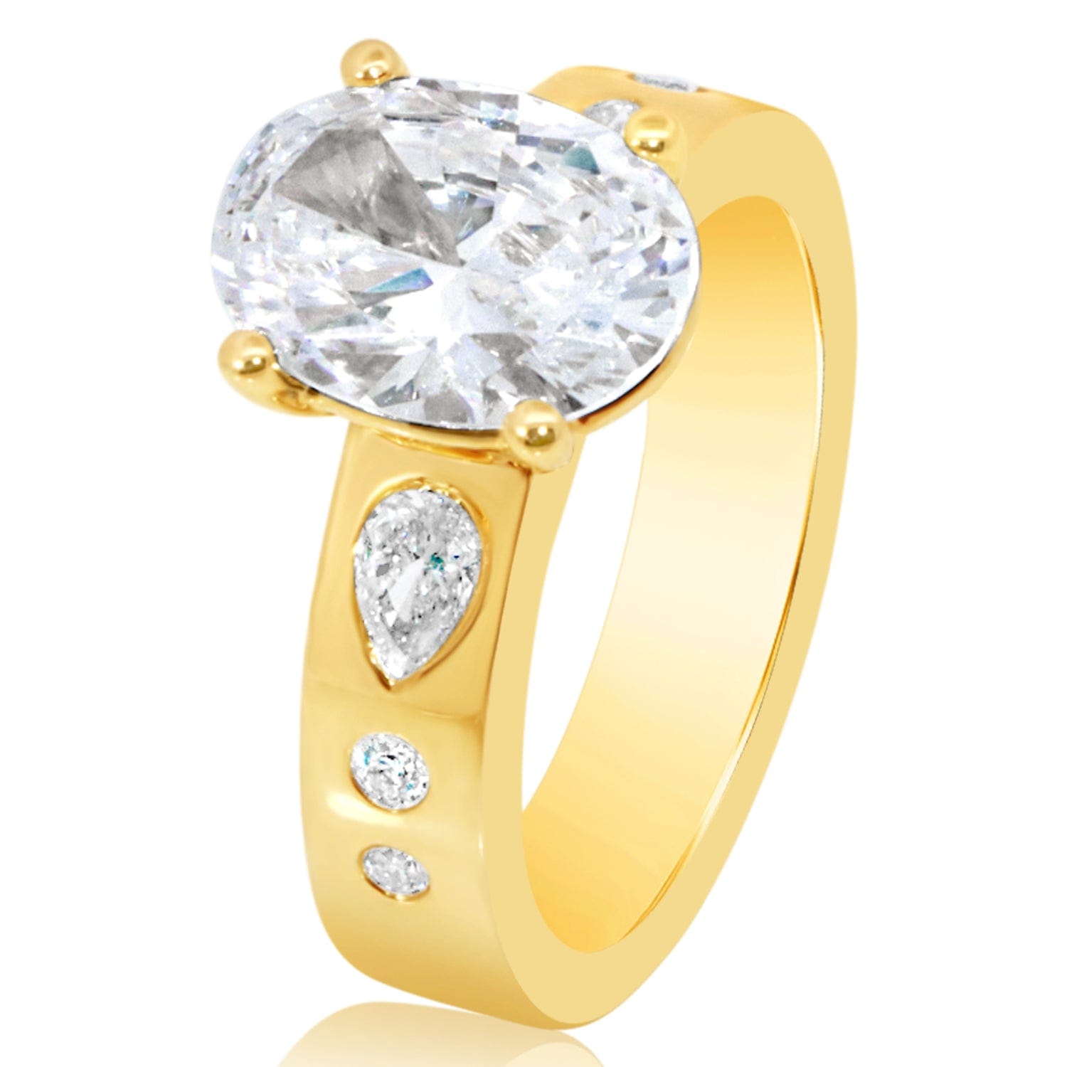 Classique Creations Burnished Pear and Round Diamond Engagement Ring