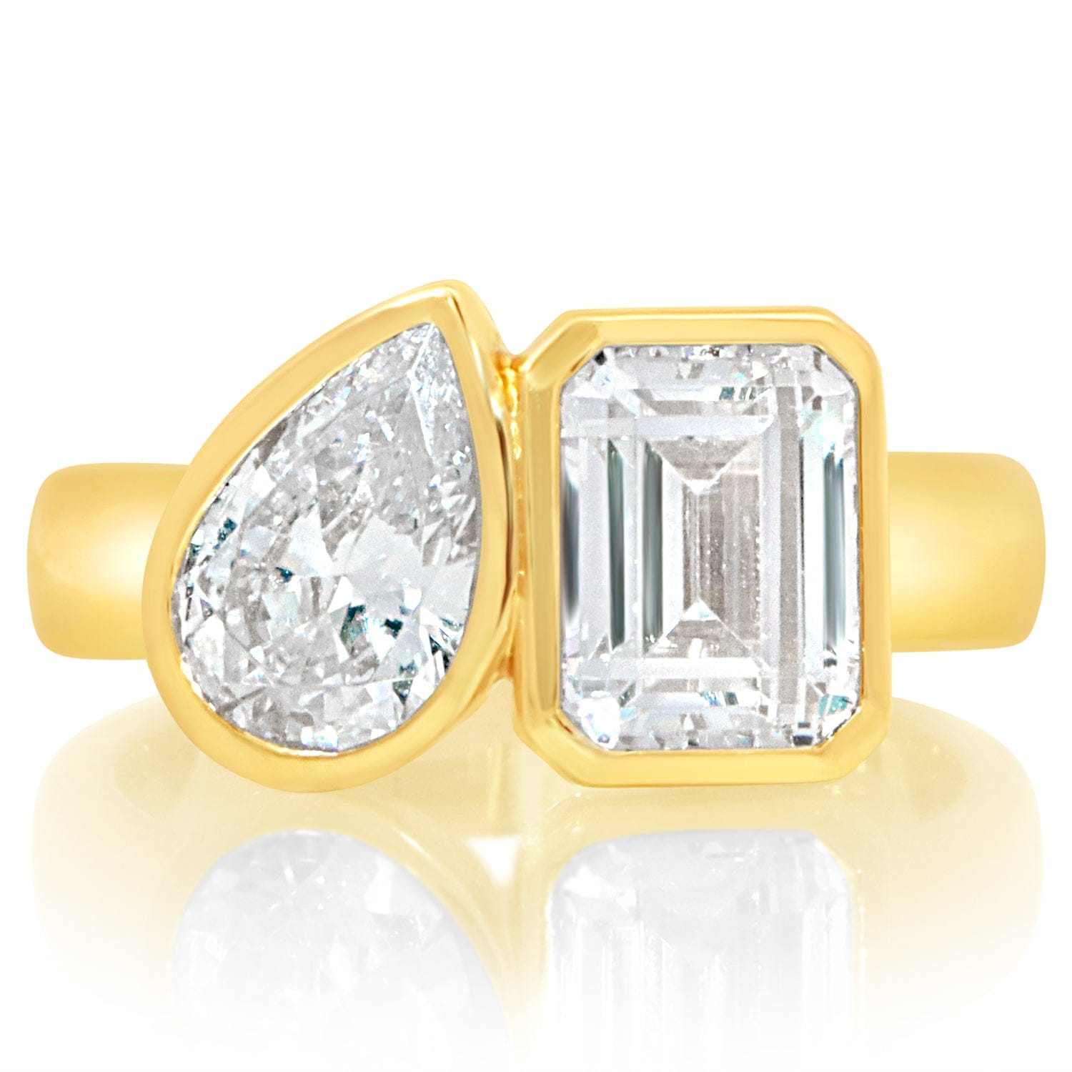 Classique Creations Pear and Emerald Toi et Moi Engagement Ring