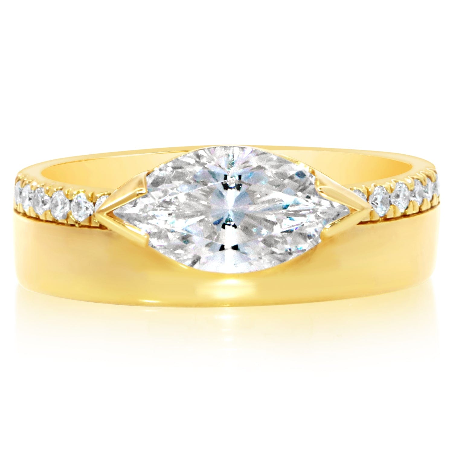Classique Creations Marquise Half Bezel Double Row Engagement Ring