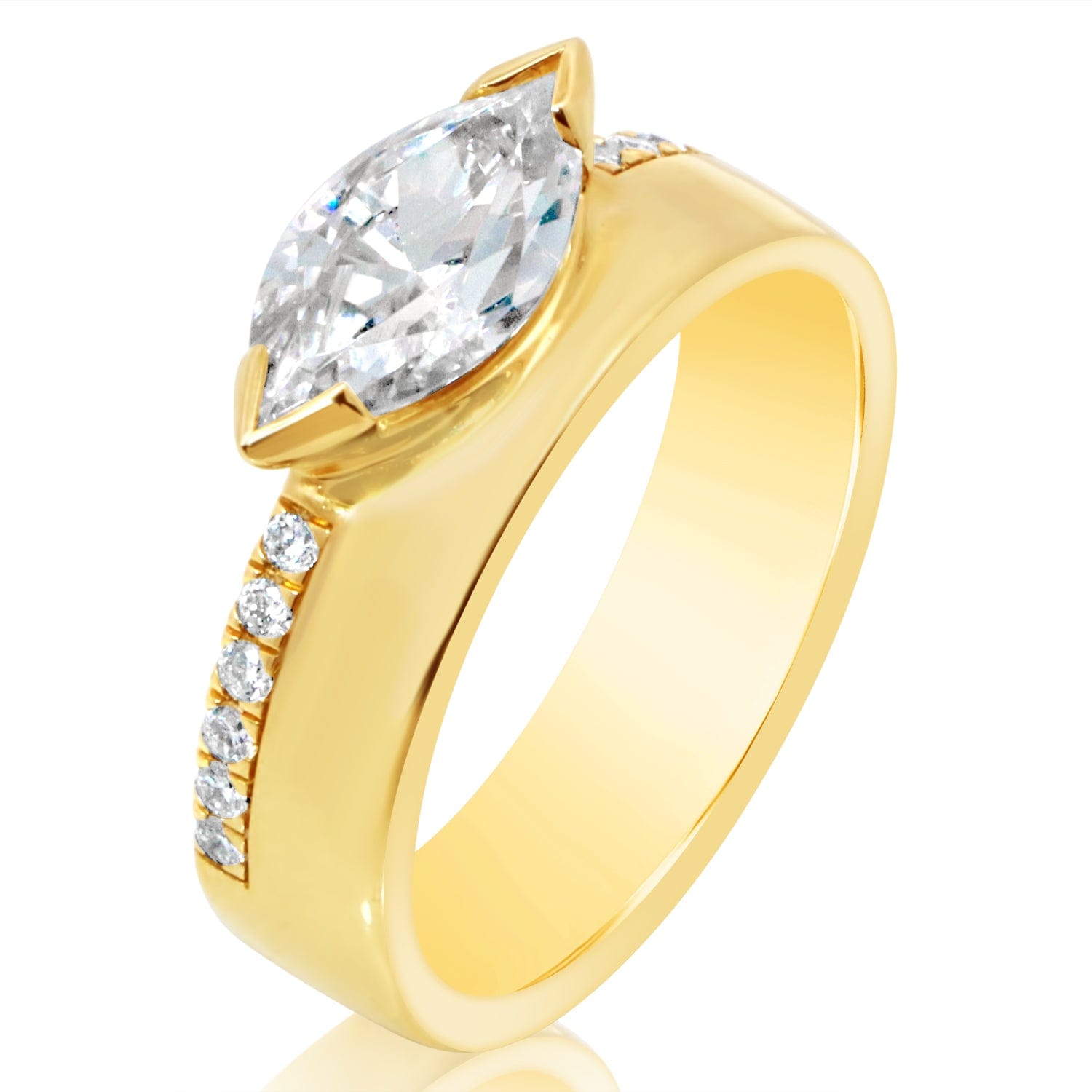 Classique Creations Marquise Half Bezel Double Row Engagement Ring