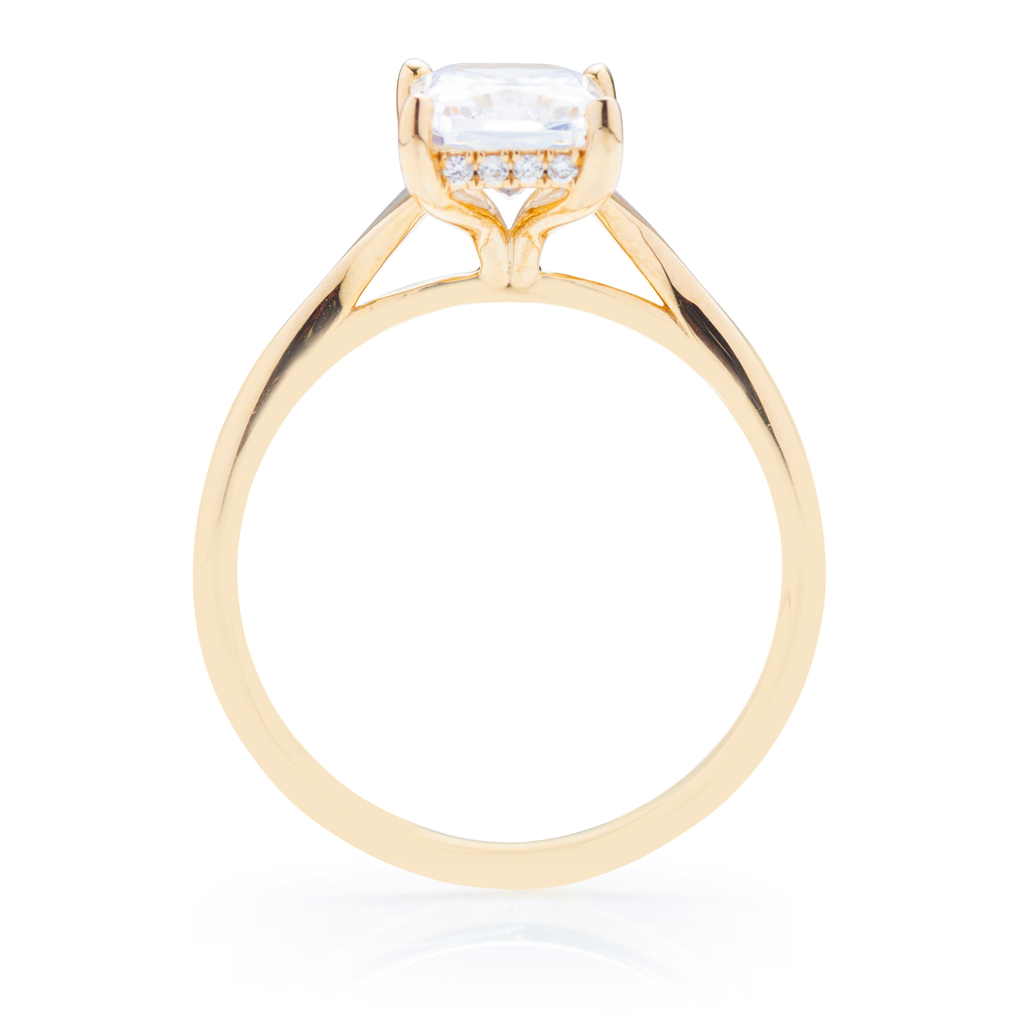 Classique Creations Graduated Shank Hidden Halo High Polish Engagement Ring