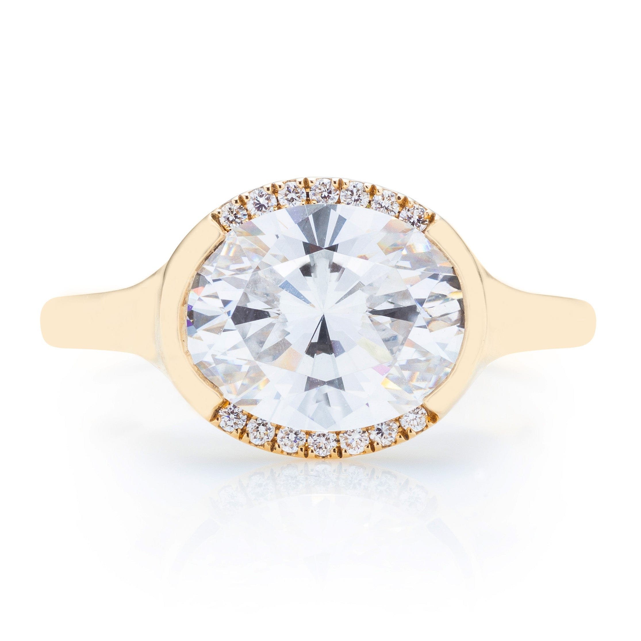 Classique Creations Oval East West Semi Halo Engagement Ring